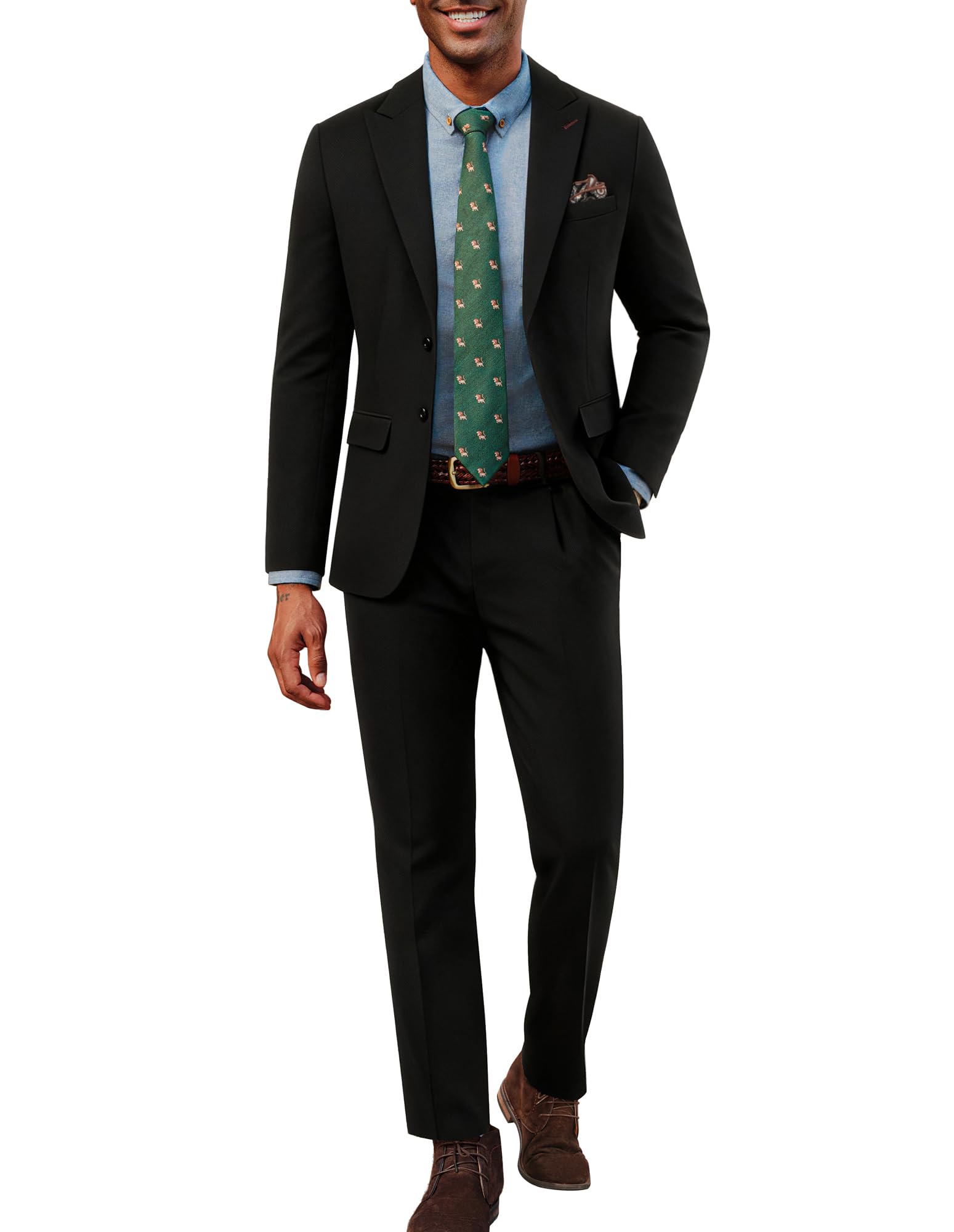 PJ PAUL JONES Herren Business Anzug Set 2 Teilig Slim Fit Sakko mit Kerbkragen Knopf Blazer Hose