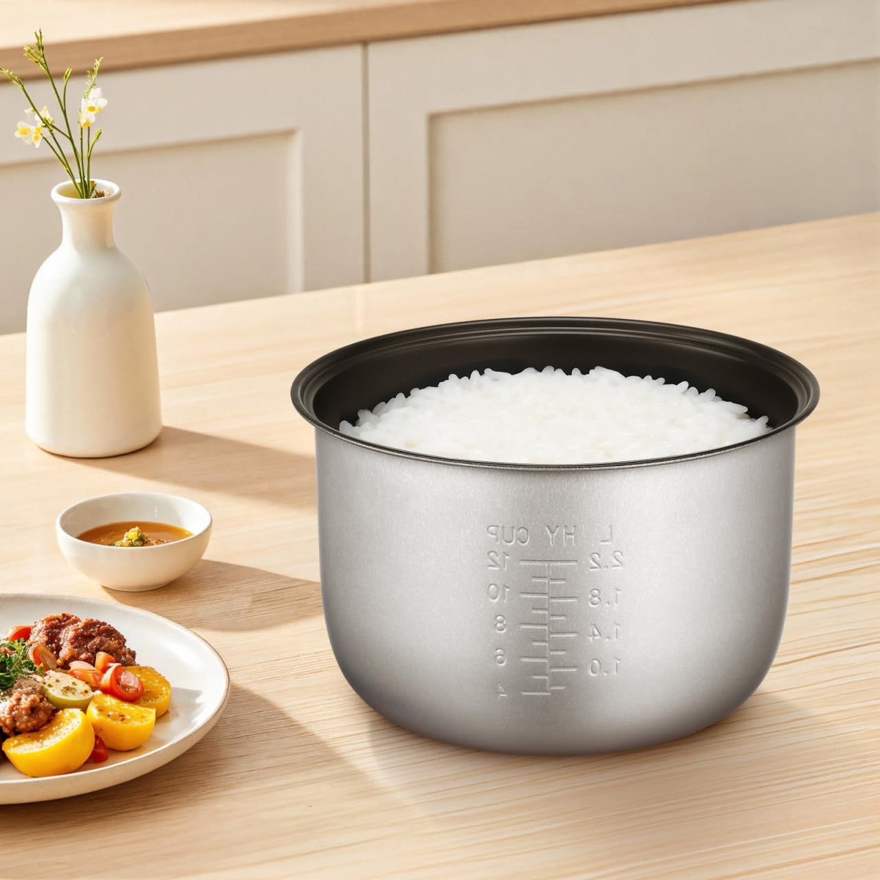 UPKOCH Cuve Intérieure Antiadhésive Pour Cuiseur Électrique Accessoires Cuiseur Riz Pot De Remplacement Avec Échelle Idéal Pour Riz Soupe Et Gâteau 5L 23.50X23.50X14.50Cm