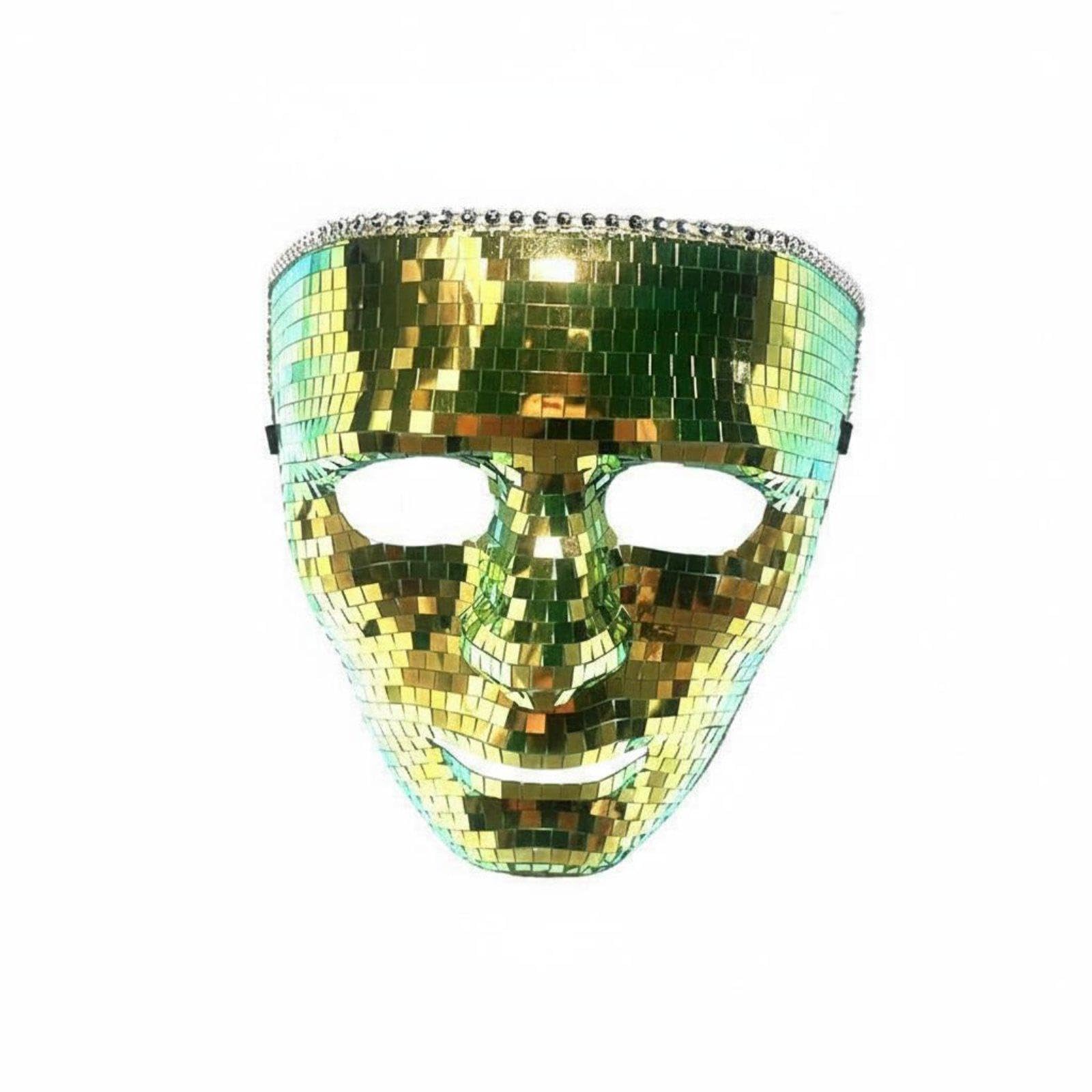 Disco Ball Face Covering Reflective Mirror Face Covering Shiny Glitter Face Cover Green Gold Gradient|Clothing, Shoes & Accessories|Costumes, Reenactment, Theater-image-11