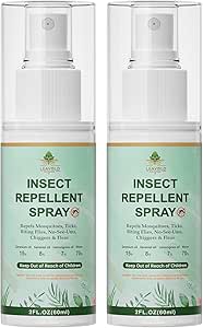 Mosquito Repellent Spray for Body, Made with Plant Essential Oils, Insect Repellent Spray Natural Bug Repellent for Skin DEET-Free Travel Size 2 Fl Oz (2 Pack)