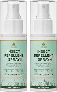 Mosquito Repellent Spray for Body, Made with Plant Essential Oils,Insect Repellent Spray Natural Bug Repellent for Skin DEET-Free Travel Size 2 Fl Oz (2 Pack)