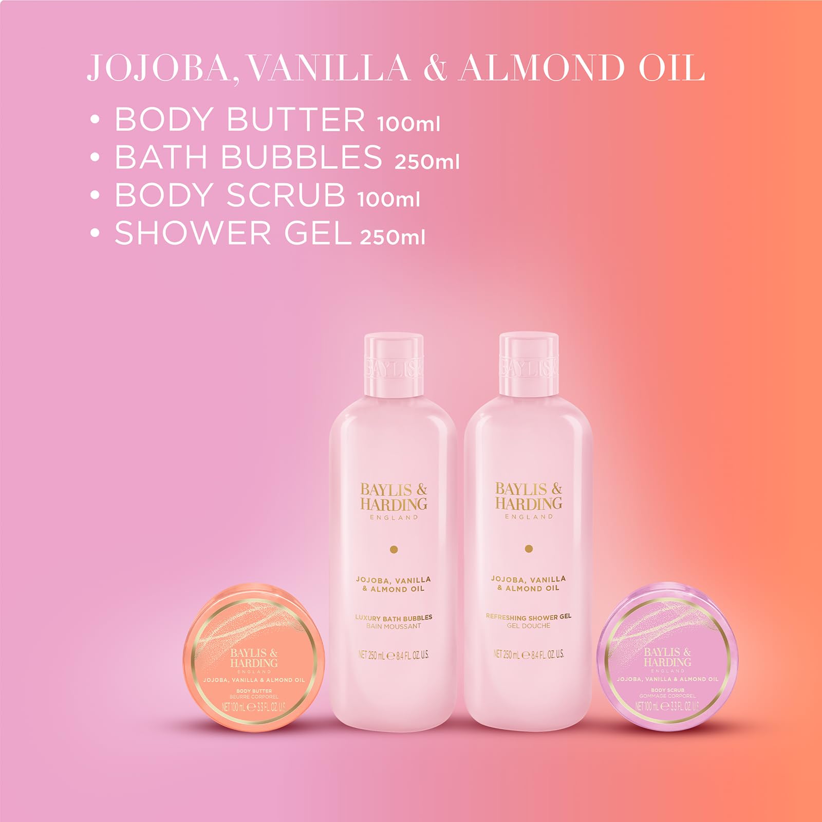 Baylis & Harding Jojoba, Vanilla & Almond Oil Indulgent Body Pamper Gift Set - Vegan Friendly, 250ml - Image 3
