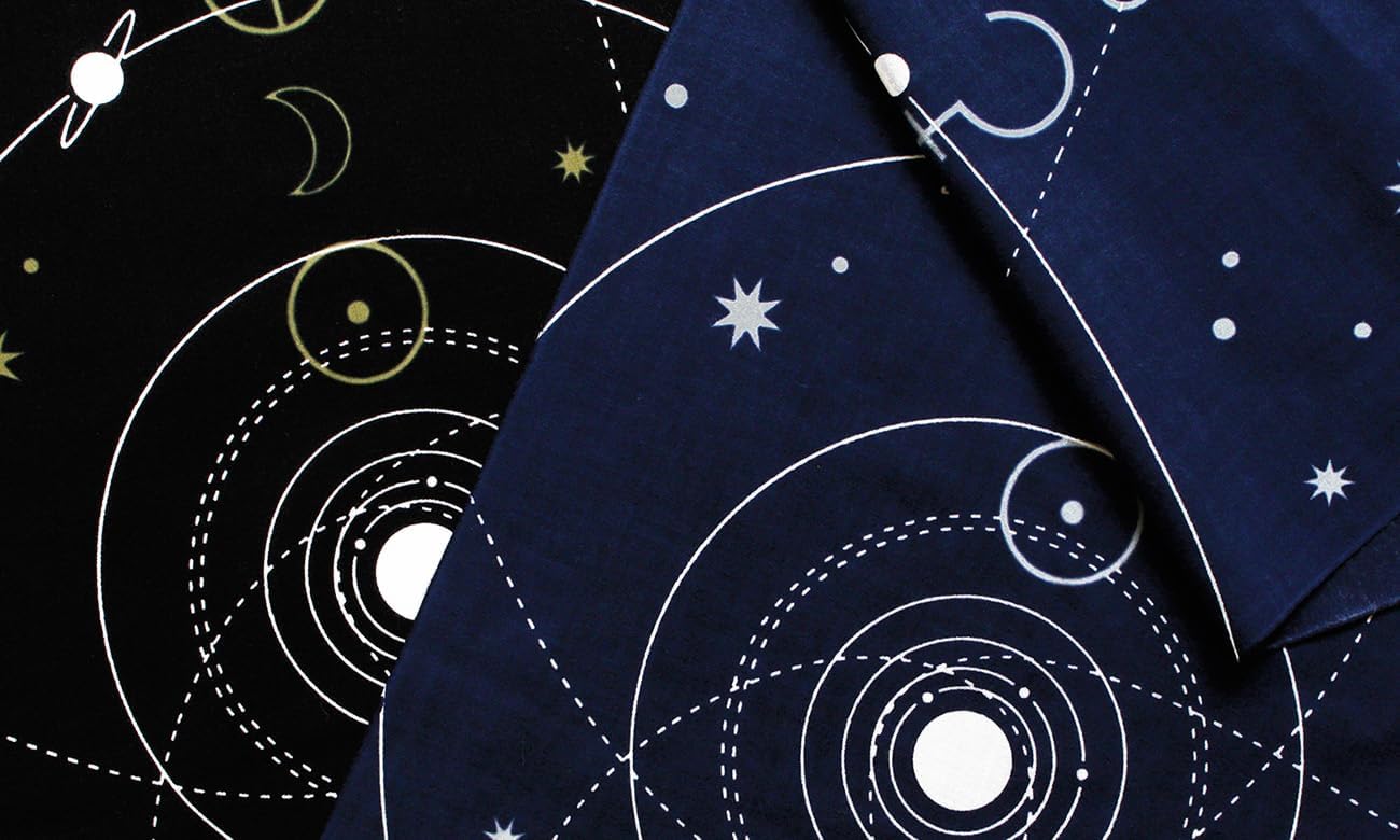 染の安坊 Anbo Tenugui Hand Towel, Planet (Black), 100% Cotton, Made in Japan, 13.8 x 39.4 inches