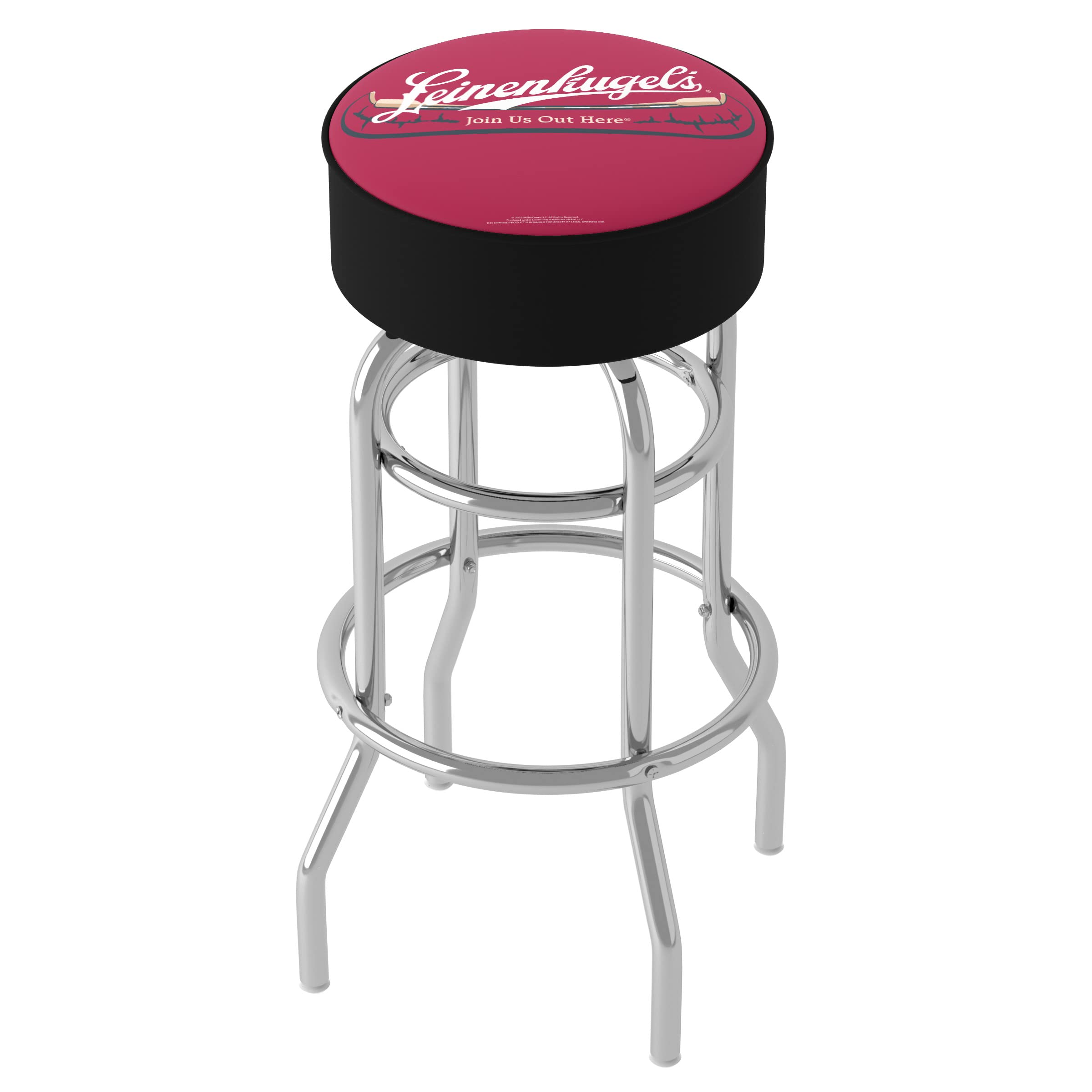 Bar Stool - Leinenkugel's Logo Stool with Foam Padded Seat - Swivel Chair for Game Room, Garage, or Home Bar