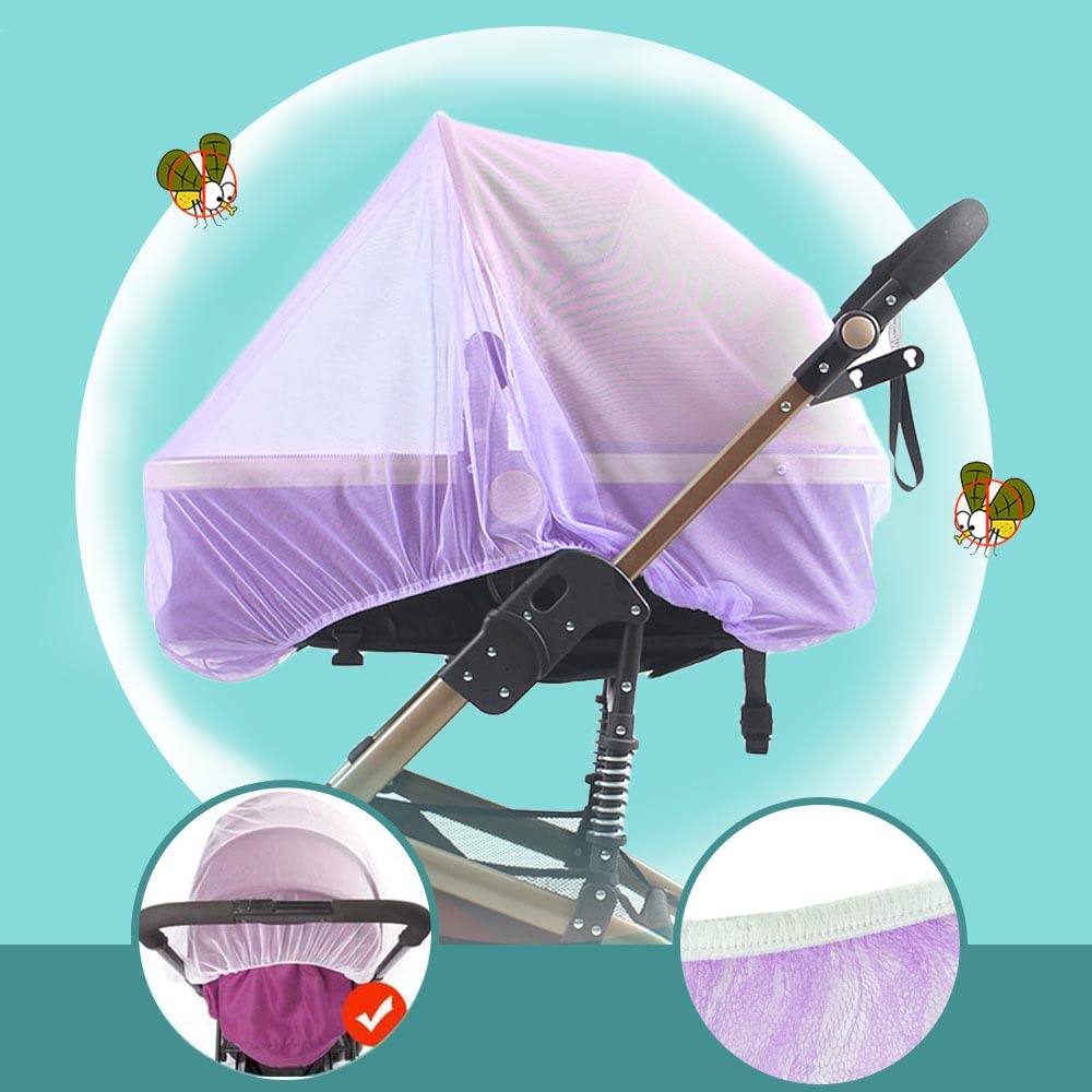 Mosquitera para cochecito (paquete de 2) – Mosquitera duradera para cochecito de bebé – Red de insectos perfecta para cochecitos, moisés, cunas, corralitos, Pack N Play y mini cuna portátil (morado)