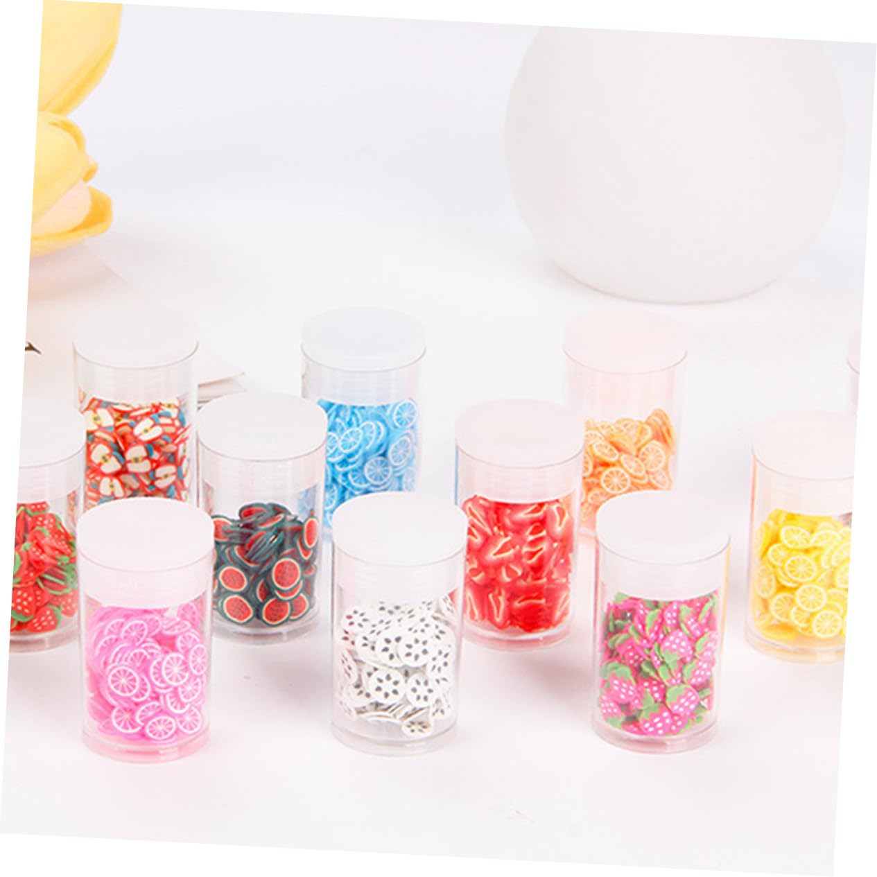 Veemoon Tranches d'Argile Polymère 12 Boîtes Fruits Colorés Accessoires DIY Breloques