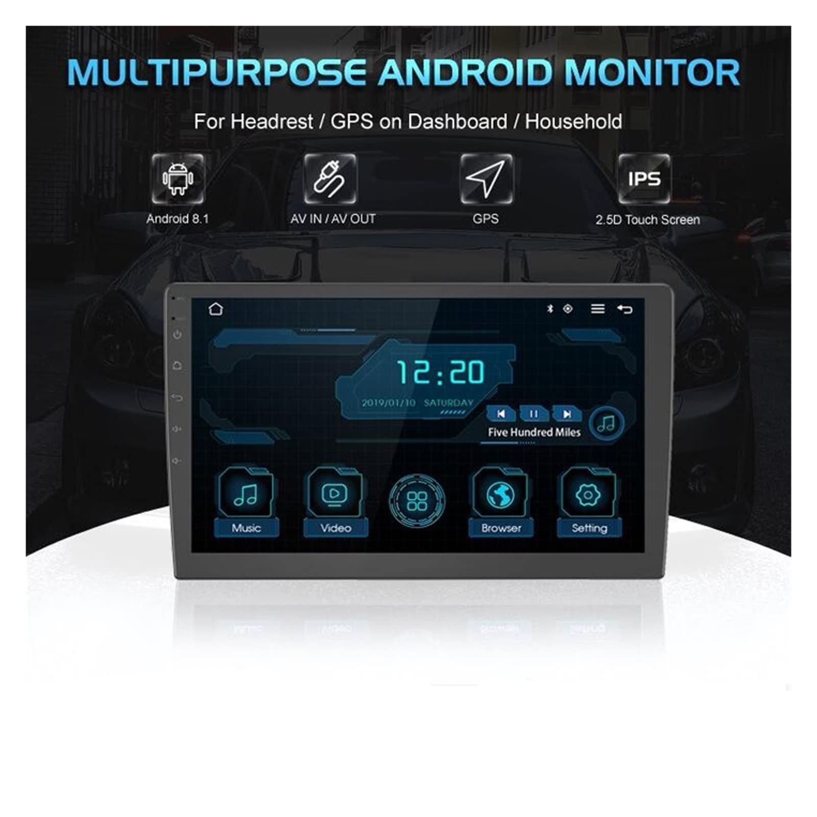 10.1 Cal IPS 4K Monitor montowany za zagłówkiem samochodu Monitor odtwarzacza wideo 1G RAM 16GB Pilot do gier IR AV FM USB Rodzinne wycieczki(2 pcs)