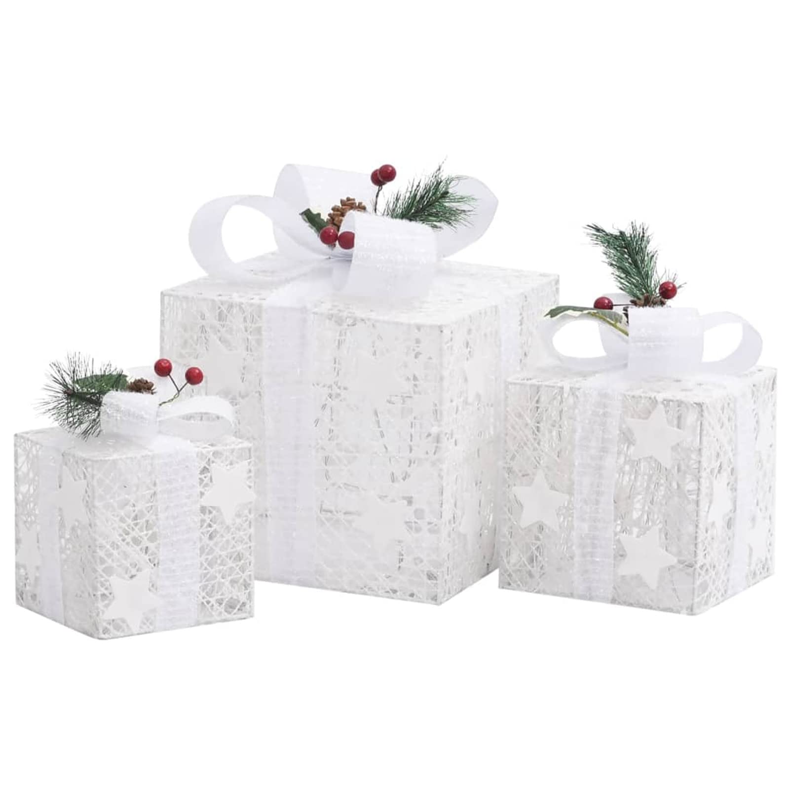 Cajas Decorativas 3 Piezas, Figuras De Navidad Exterior, Decoración Exterior Navidad, Adornos Navideños, Figura Luz Navidad, Plateado