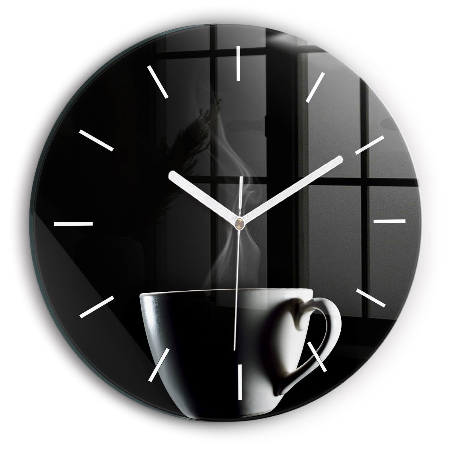 Horloge en verre moderne Wallfluent au motif de tasse de café idéale pour sublimer la cuisine