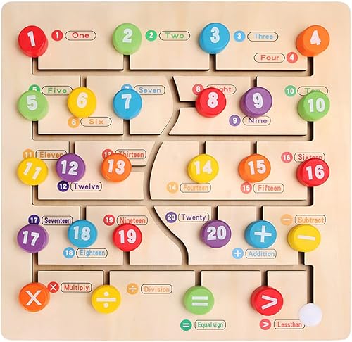 Juego de laberinto a juego de números de alfabetos, rompecabezas de madera del alfabeto, laberinto, números Montessori, juego de mesa multicolor,