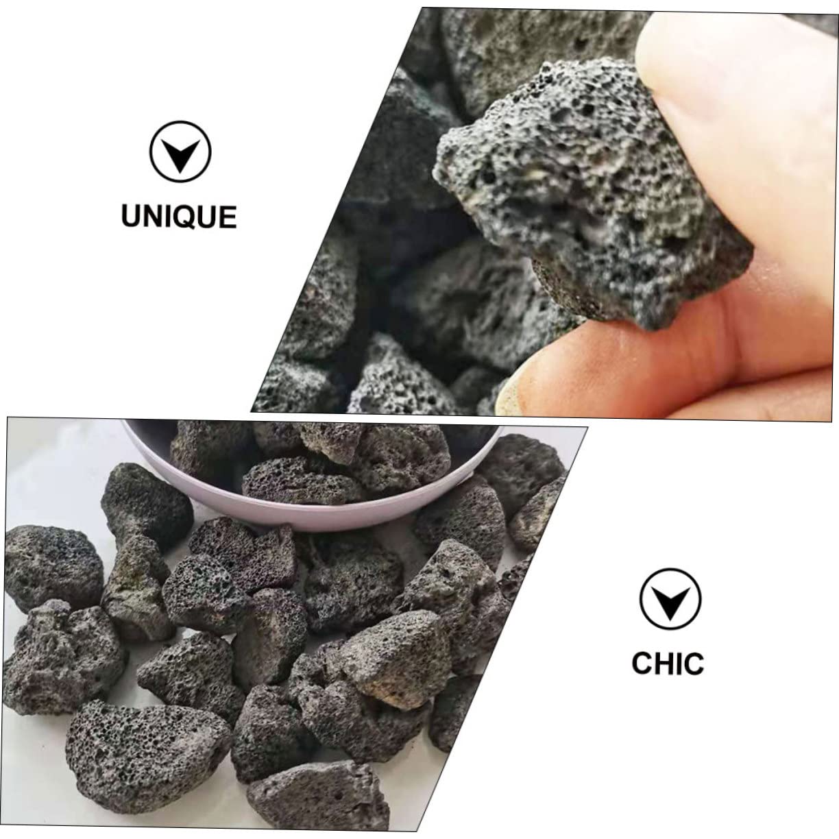 SOLUSTRE Naturalne Czarne Kamienie Wulkaniczne Dekoracyjne Do Akwarium Ogrodu i Doniczek Bezpieczne Ozdoby z Kamienia Wulkanicznego Do Oczek Wodnych i Ścieżek