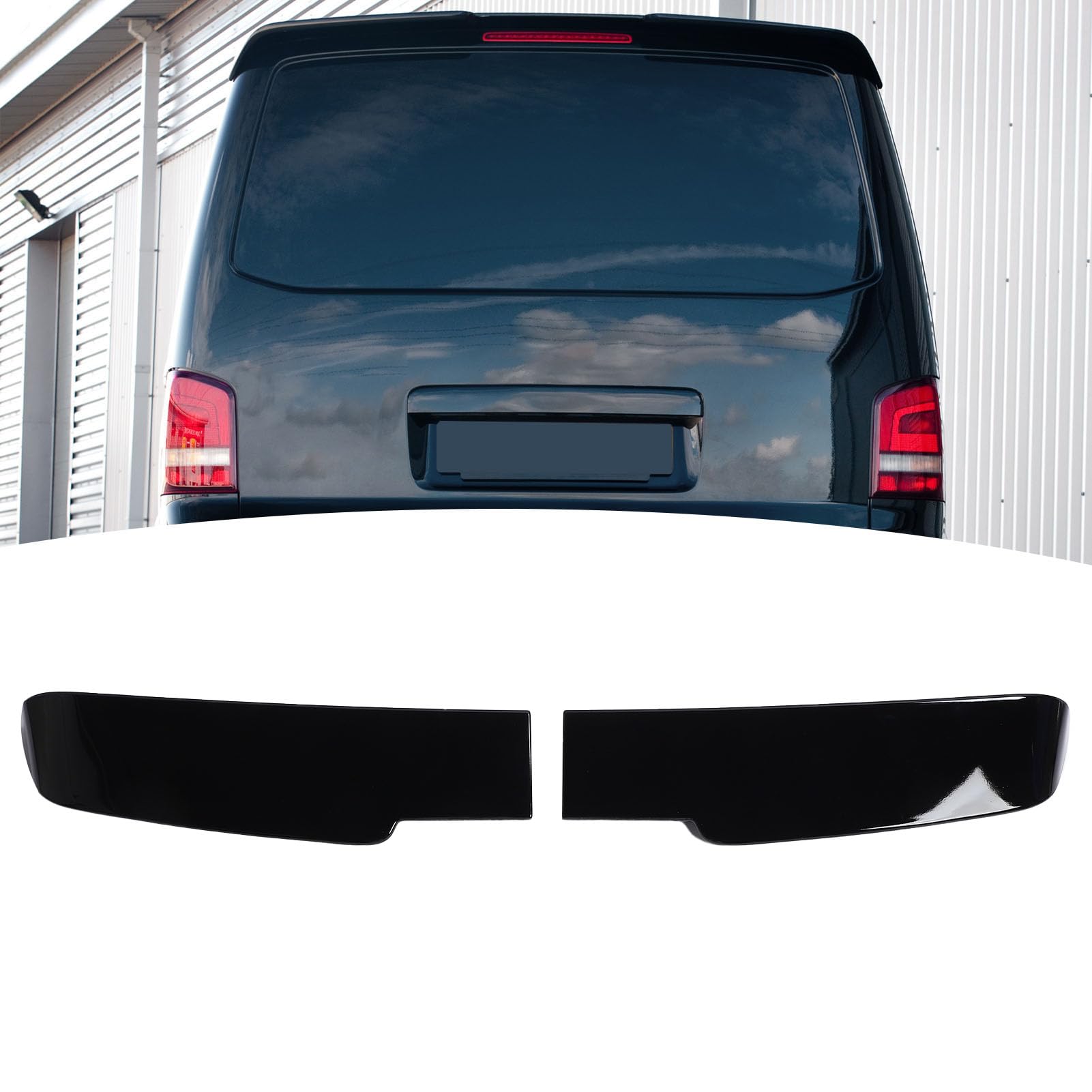 Becquet de Toit Arrière Double Porte de Grange Noir Brillant pour T5 T5.1 T6 T6.1 | Kit de Rebord d'aile de Micro Aéro Léger