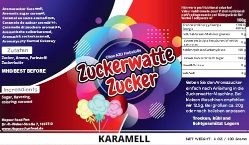 Zuckerwatte Zucker Set 6 Sorten je 100g für Zuckerwatte Maschine AZO Frei Aromazucker Farbzucker Backen Dekorieren