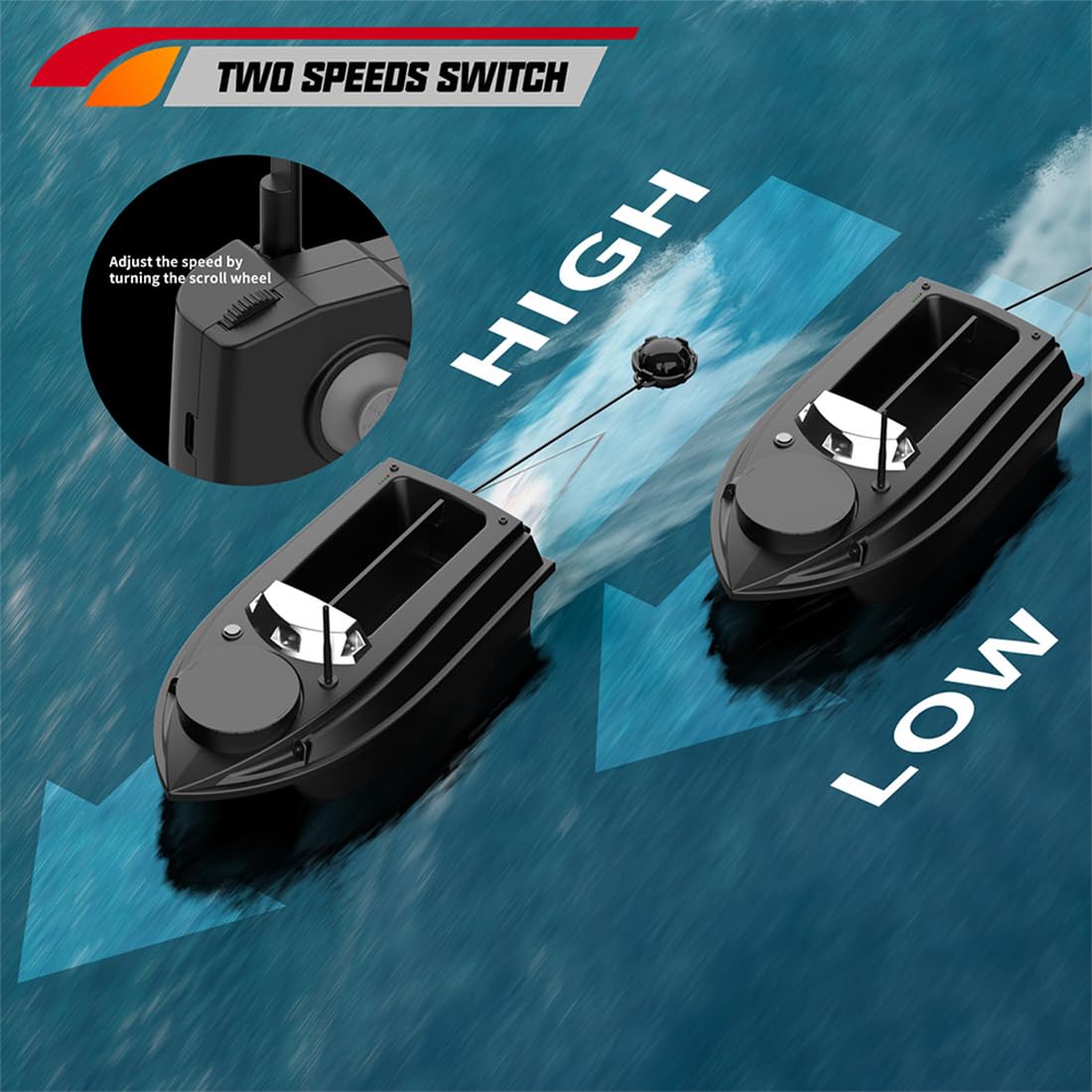 Bateau amorceur radiocommandé pour la pêche à la carpe, V030. Bateau amorceur intelligent avec télécommande de 800 m et capacité de charge de 3 kg, positionnement GPS, régulateur de vitesse automati