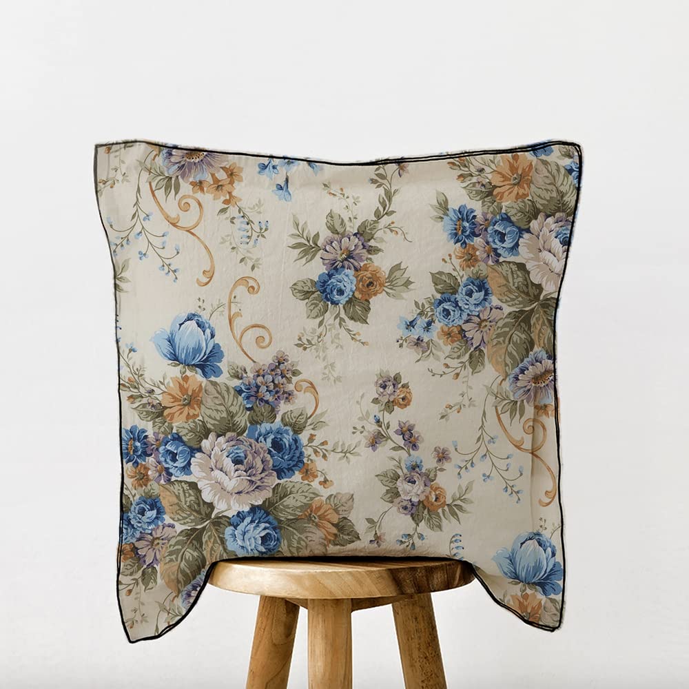 Tessuto Arredo Stampato Fiori Geometrici - Cotone/Poliestere, 100x280cm, Blu/Bianco/Beige - Foto 4