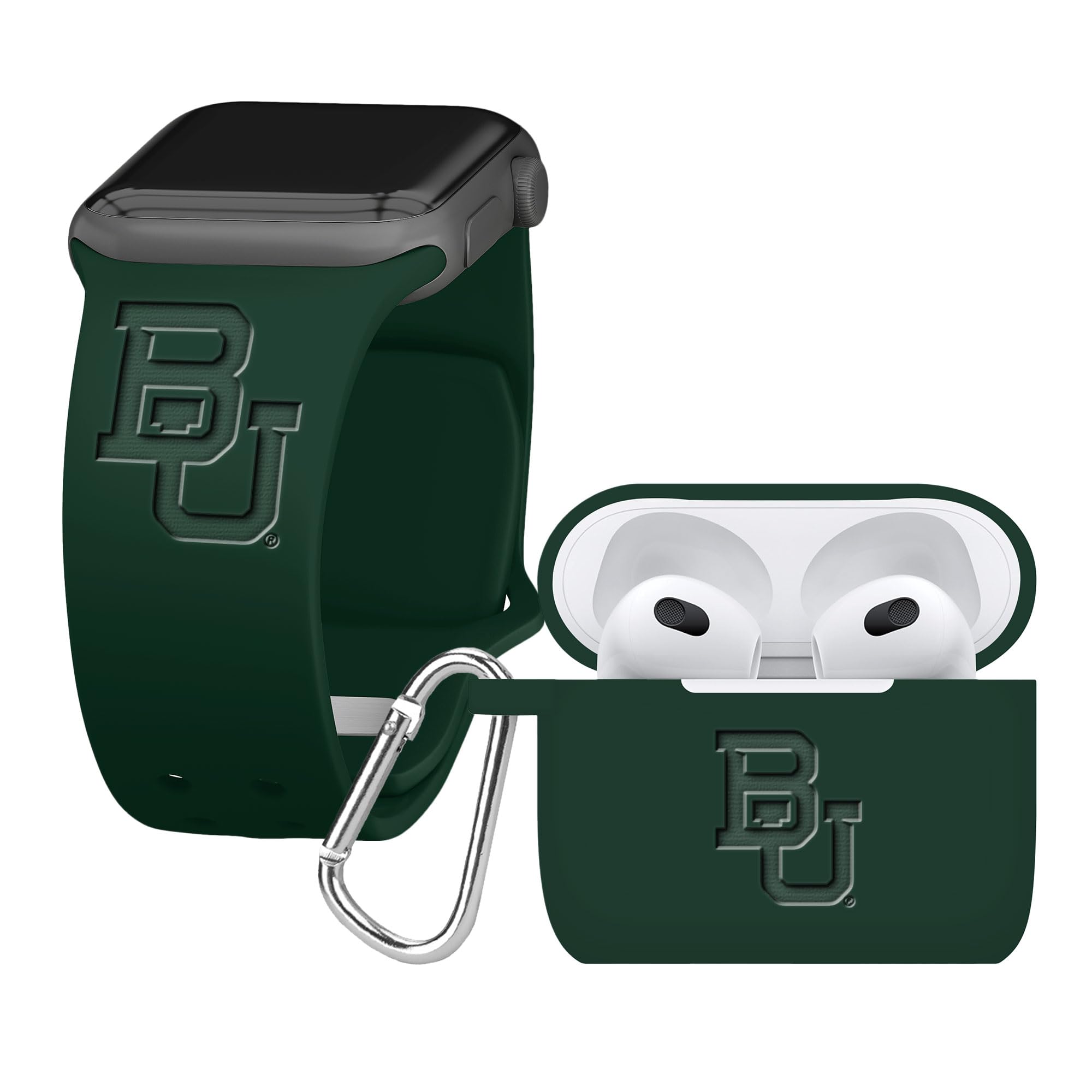 Affinity Bands Baylor Bears Engraved Silicone Combo Package Compatible with Apple Watch and AirPods Gen 3 (38/40/41mm Green)