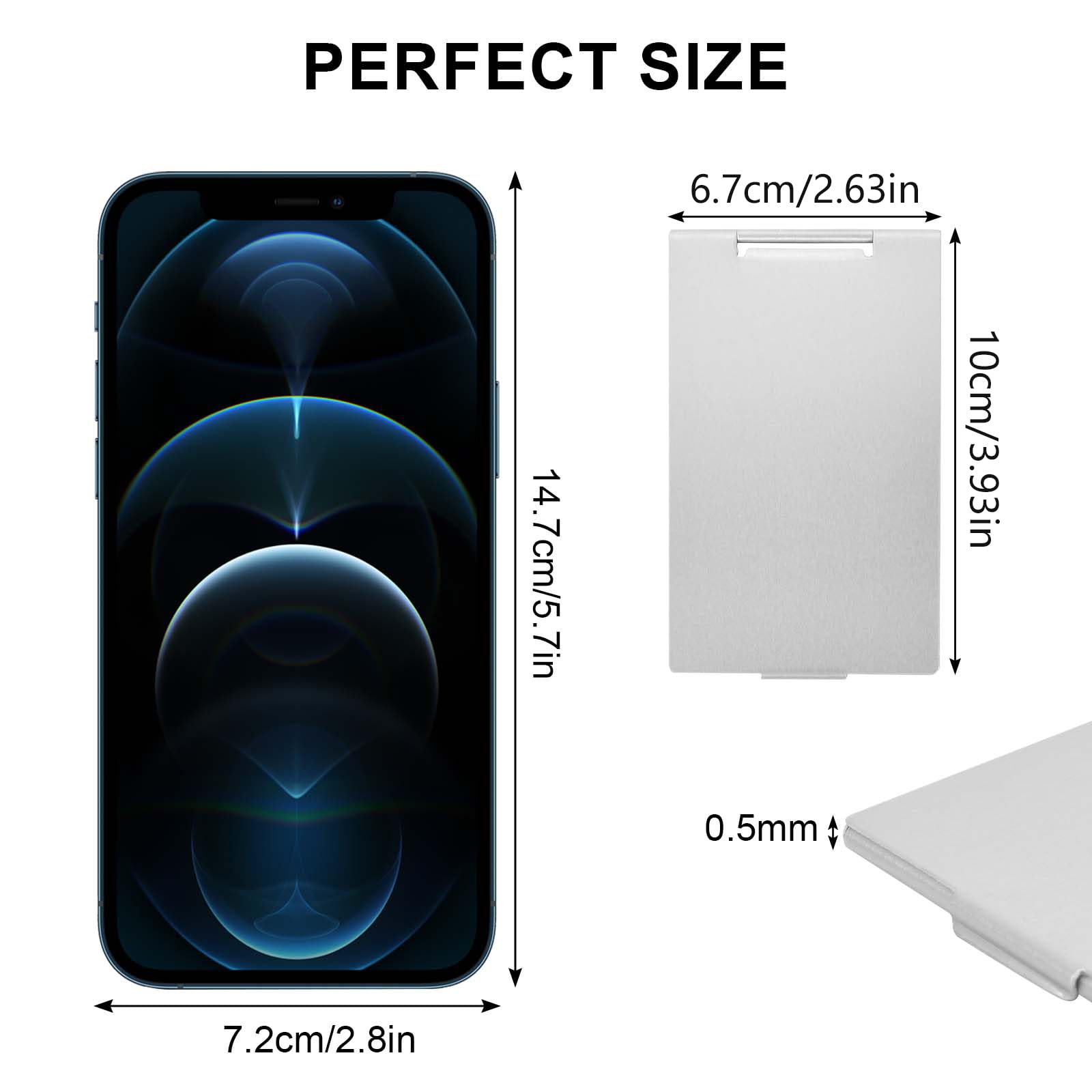 Colexy Specchio a Mano 10x7 cm Specchio Tascabile Specchio Cosmetico Portatile Specchietto Pieghevole Specchio Ultrasottile e Resistente Per Viaggi Ufficio Rasatura Campeggio e Trucco