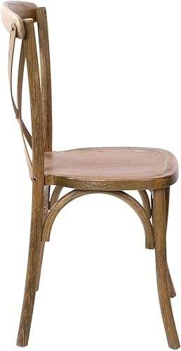 Miniatura 7 de Flash Furniture Paquete de 2 sillas Advantage raspadas a mano con respaldo en X natural oscuro