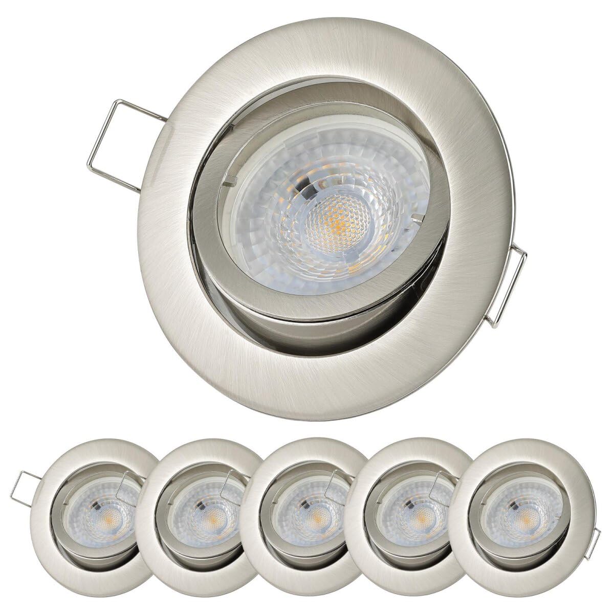 Sweet Led Einbaustrahler flach deckenspots austauschbare LED Modul einbauspots 230V spots 5W 4000K deckenleuchten Bajonettverschluss deckenstrahler Druckguss schwenkbar Einbau tiefe 30mm 6 stück