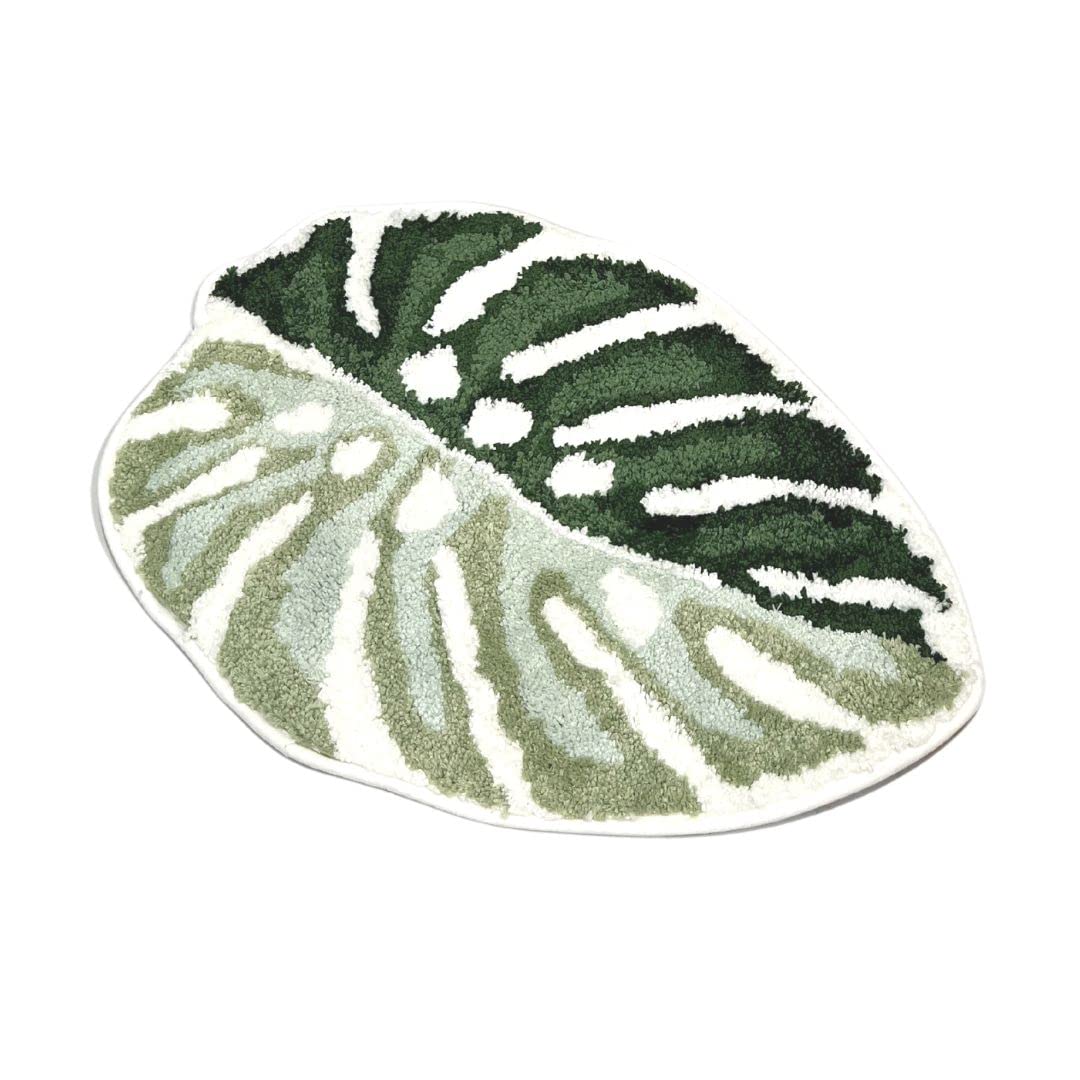 Monstera Leaf Tufted Rug | Plant Non-Slip Bath Mat | Soft Washable Area Rug | Leaf Floor Mat Carpet for Bedroom,Living Room