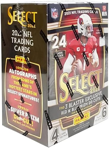 Panini Select Football NFL Blaster Box 2021 - 24 tarjetas intercambiables, troquelados exclusivos de Prizm rojo y azul