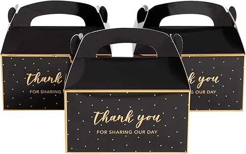Miniatura 8 de Sparkle and Bash Cajas a dos aguas negras y doradas para tarta de cumpleaños, paquete de 24, 6.3 x 3.5 x 3.5 pulgadas, cajas de agradecimiento