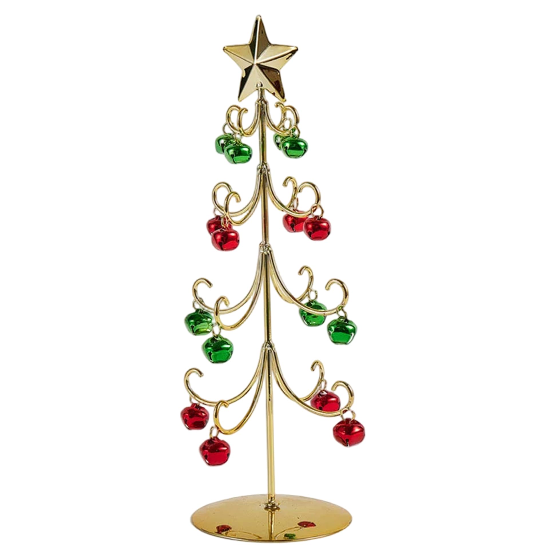 Wrought Iron Christmas Tree with Bell Metal Ornament Tree Display Stand for Home Party Tabletop Decorations