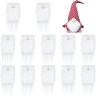 NICENEEDED 12 Pcs Gnome Beards For Crafting with 12 Wooden Balls, Pre Cut Gnome Beard and Nose Christmas Decorations, Faux Fabric Dwarf Beard Fake Mustache