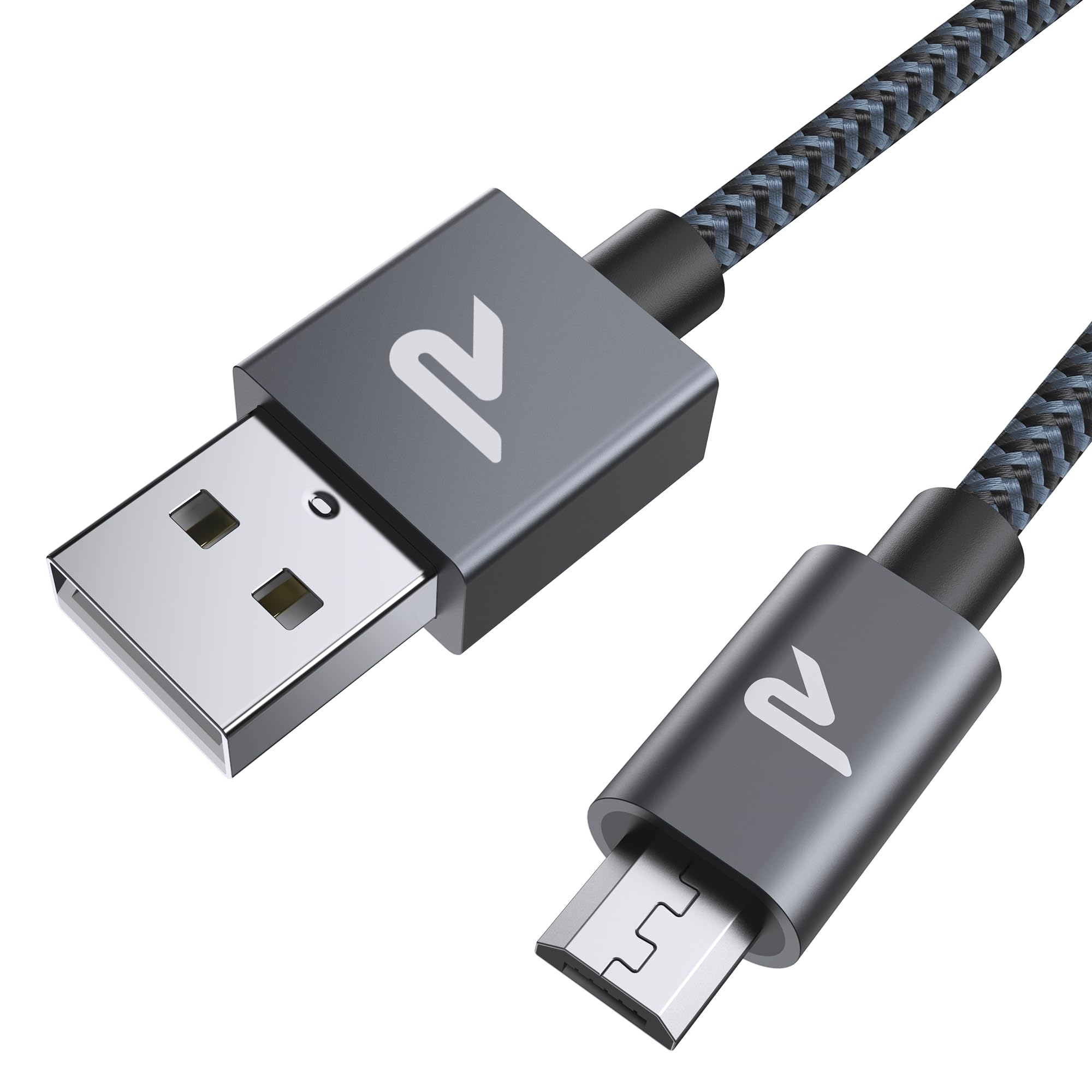 Rampow USB Cable [6.5ft] Braided Micro USB Cable/Samsung Charging Cable - Android Charging Cable for Galaxy S7/S6, Sony, Motorola and More - Space Gray
