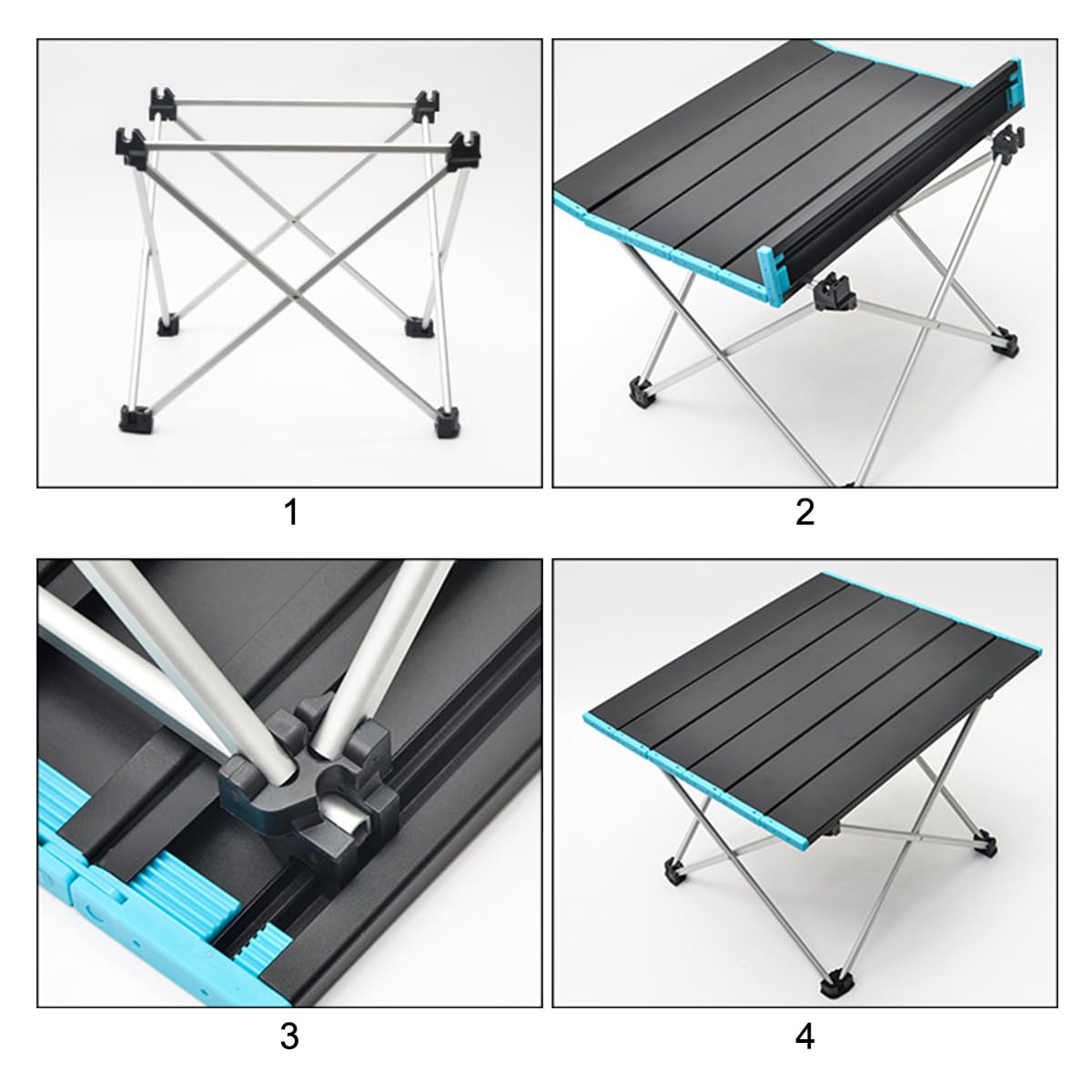 Tavolo da Campeggio Pieghevole Leggero con Piano D'appoggio in Alluminio, Tavolo da Picnic Arrotolabile Portatile per Campeggio, Escursionismo, Pesca, Barbecue