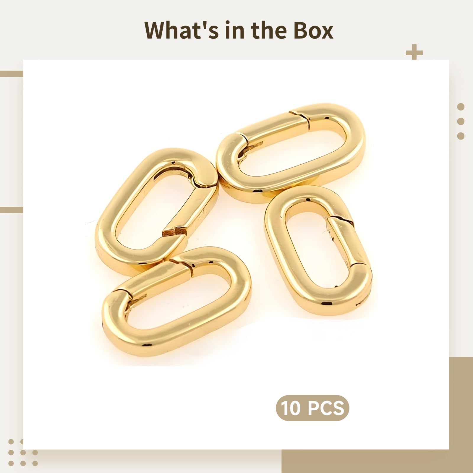 10 Stk. ovale Karabiner-Clips aus Messing, 18K vergoldet, Federverschlüsse für Schmuckherstellung, Karabinerverschlüsse für Kettenverkürzer, DIY-Schmuckzubehör, Schlüsselanhänger, Bastelarbeiten