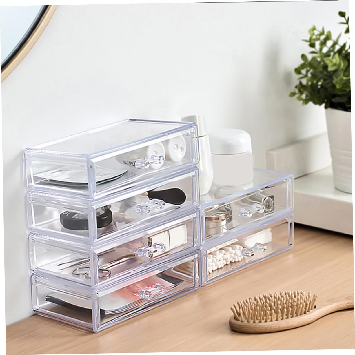 Boîte de Rangement Cosmétique en Acrylique à 4 Tiroirs pour Bureau