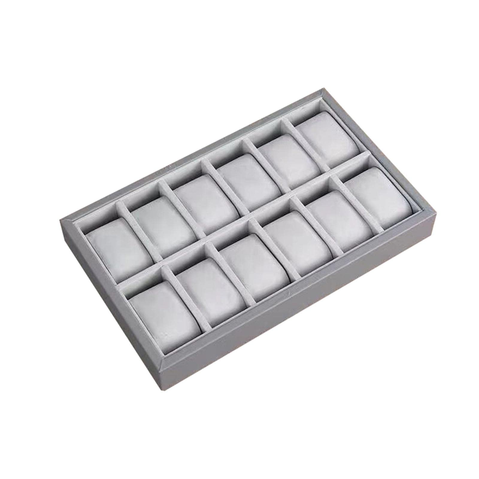 Perfeclan Soporte para Bandeja de Reloj, Bandeja de Almohadas para Reloj, Cuero PU de Madera para Hombres Y Mujeres, Almohadas, Organizador Apilable Pa, 12 Ranuras