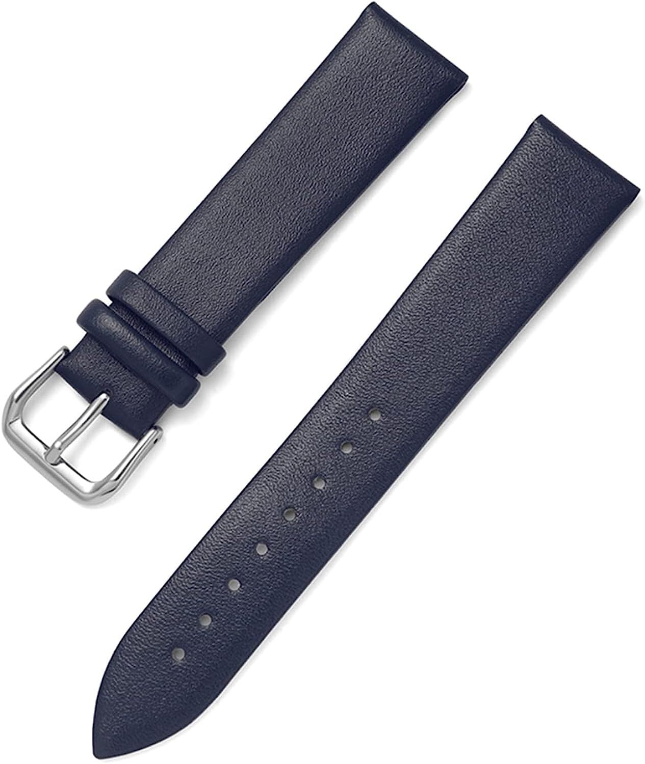 Bracelet de montre en cuir souple fin anti-irritation bleu marine pour tous