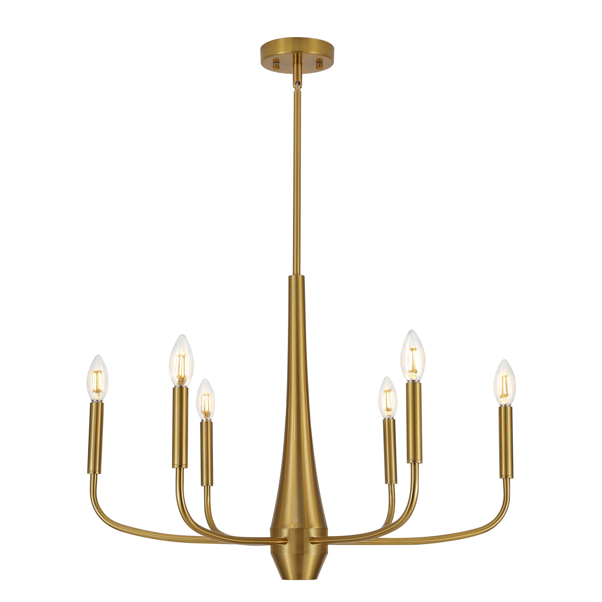gold chandelier light fixture, 6-light modern farmhouse kitchen chandeliers over table hanging, industrial metal chandeliers for dining room entryway bedroom living room foyer hallway