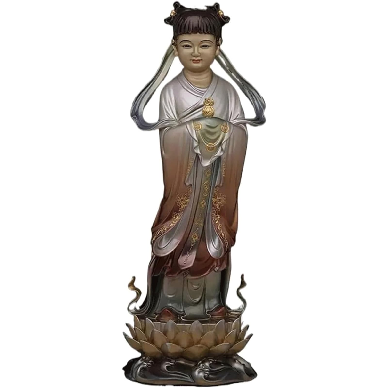 Escultura de niña dragón, Estatua de Buda de latón para decoración Zen, Adorno Artesanal, Figura de Buda de Mano de Obra Premium