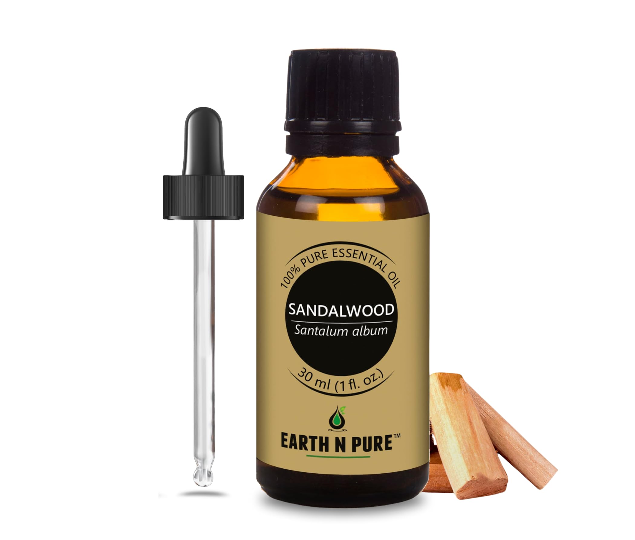 Earth N Pure Sandalwood (Chandan Oil) Essential Oil for Skin- Natural and Therapeutic Grade with Glass Dropper - 30 ml