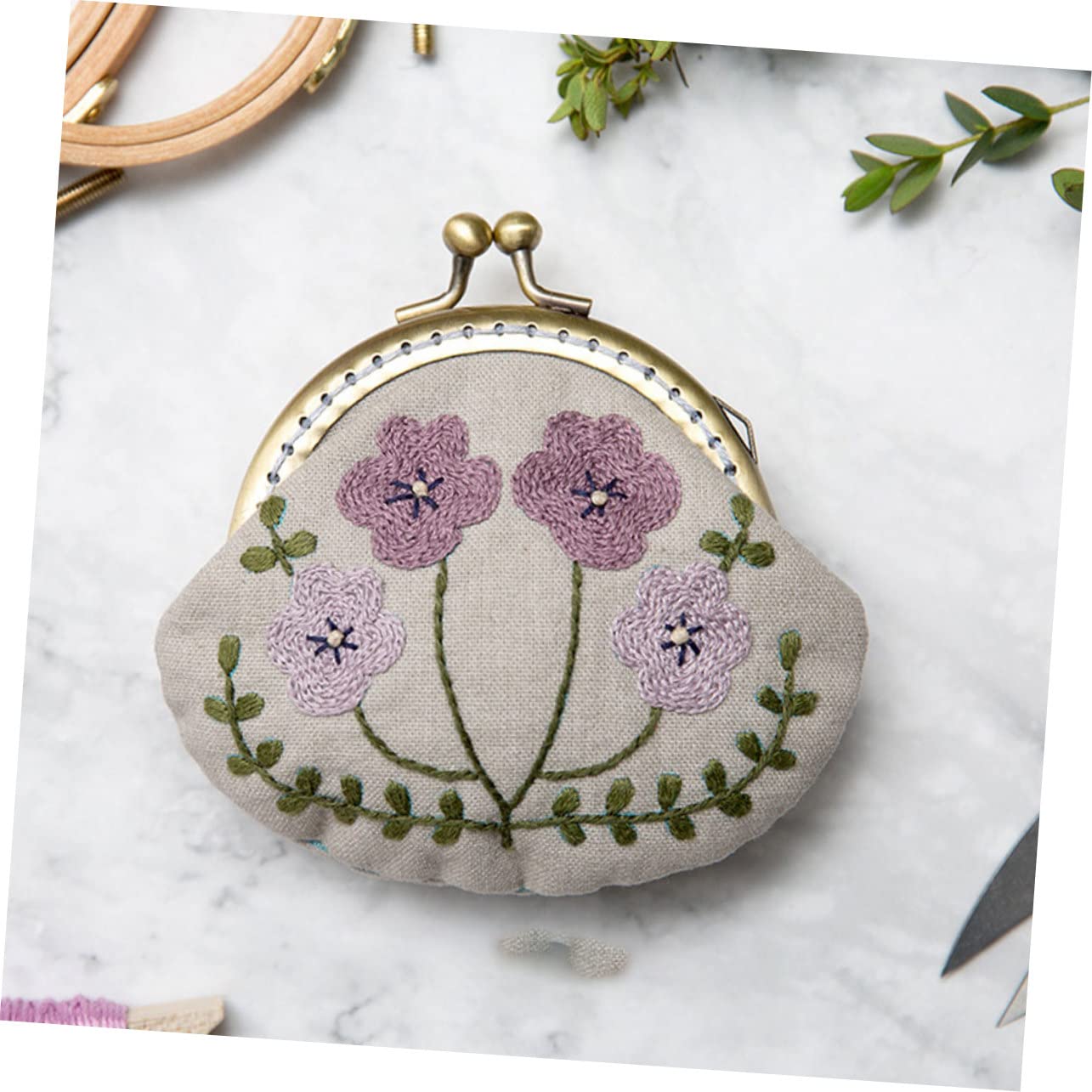 STOBOK 3juegos Kit De Bordado Hecho Mano Para Monedero Con Accesorios Incluye Herramientas De Bordado Aguja De Lana Patrón Para Principiantes y Estilo Flor De Humo