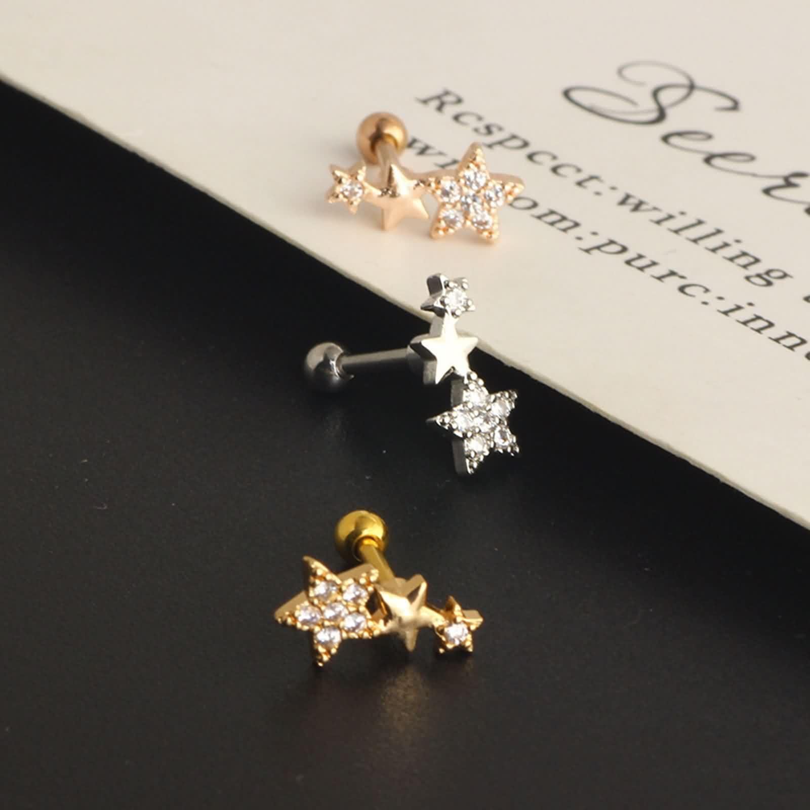 KnSam 9 Karat Gelbgold Au375 Schmuck Damen Ohrringe, Ohrstecker Stern mit Moissanit, 9K Gold Ohrringe Boho Echt Schmuck, Gold