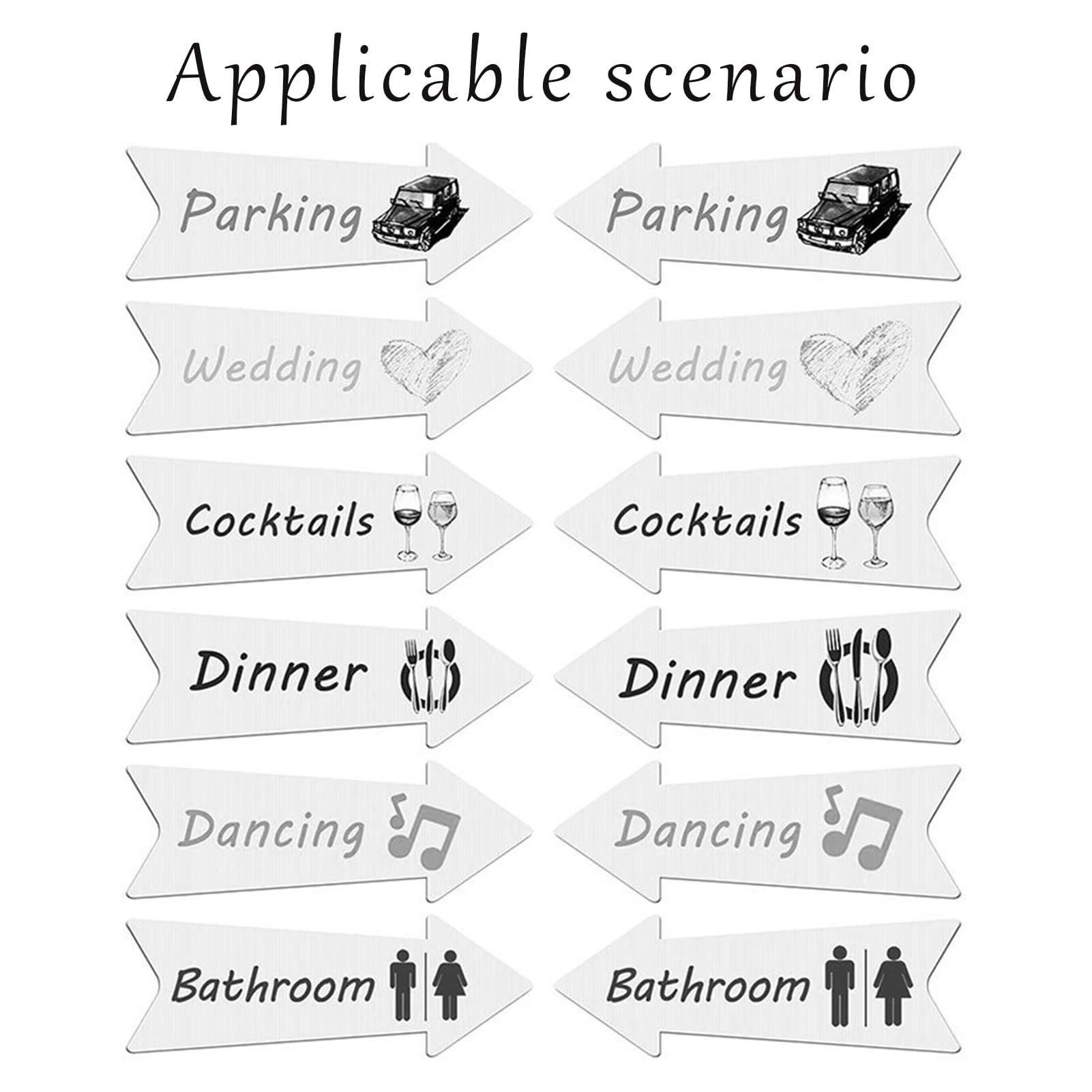 10 cartelli per cantieri con paletti, freccia vuota per matrimonio, freccia indicativa, per fai da te, con pali per feste di compleanno, cerimonia, matrimoni (43 x 15,2 cm)