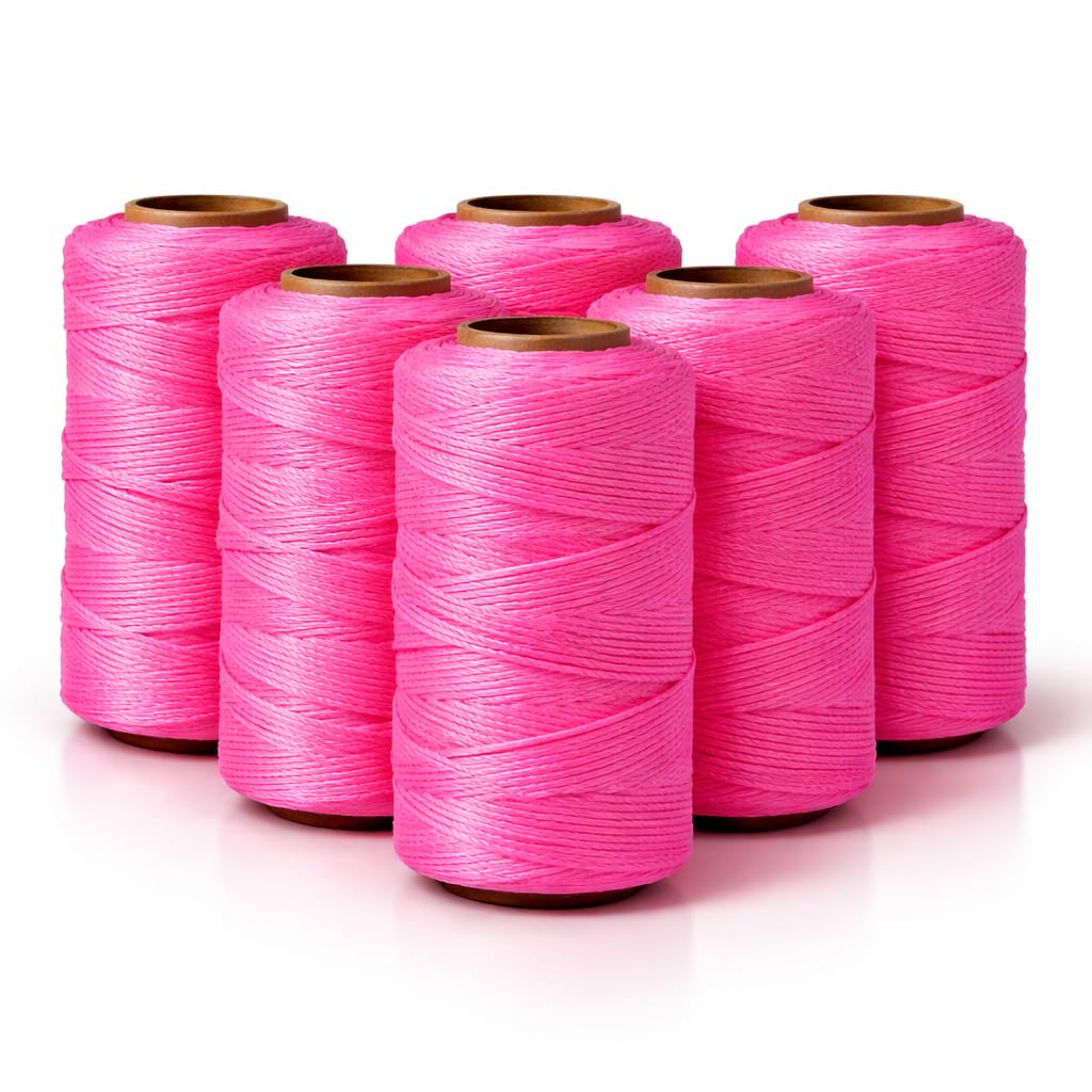 Mason Line String 260FT, 780FT, 390FT, 1500FT, 2300FT, Durable Construction Twine for Laying Bricks, Blocks, Fences in Gardening, DIY &amp; Landscaping Projects (Pink, 393 Ft x 6 Pcs)