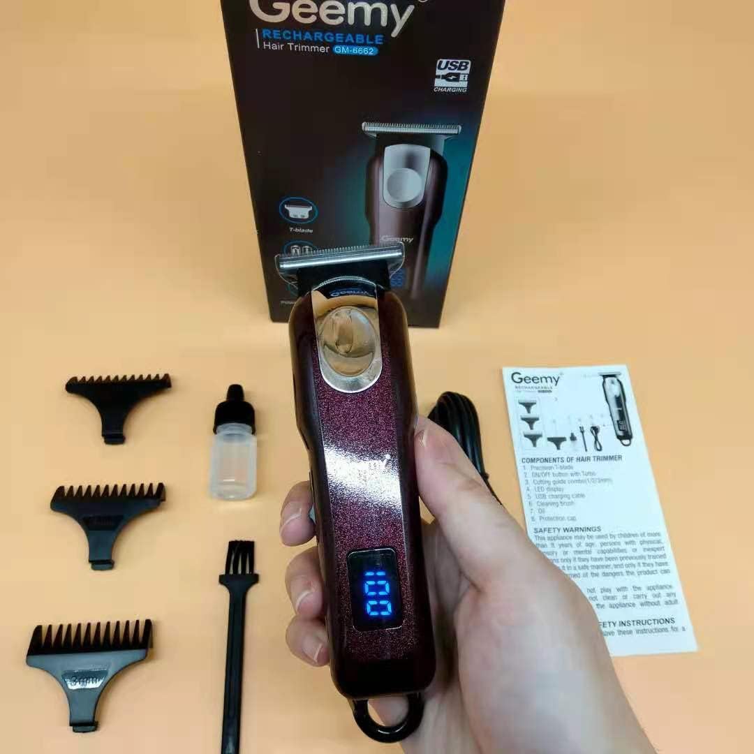 Geemy GM 6662 Electric Clipper Hair Cut Grooming Set With LCD Display Adjustable Trimmer Rang, Multicolor