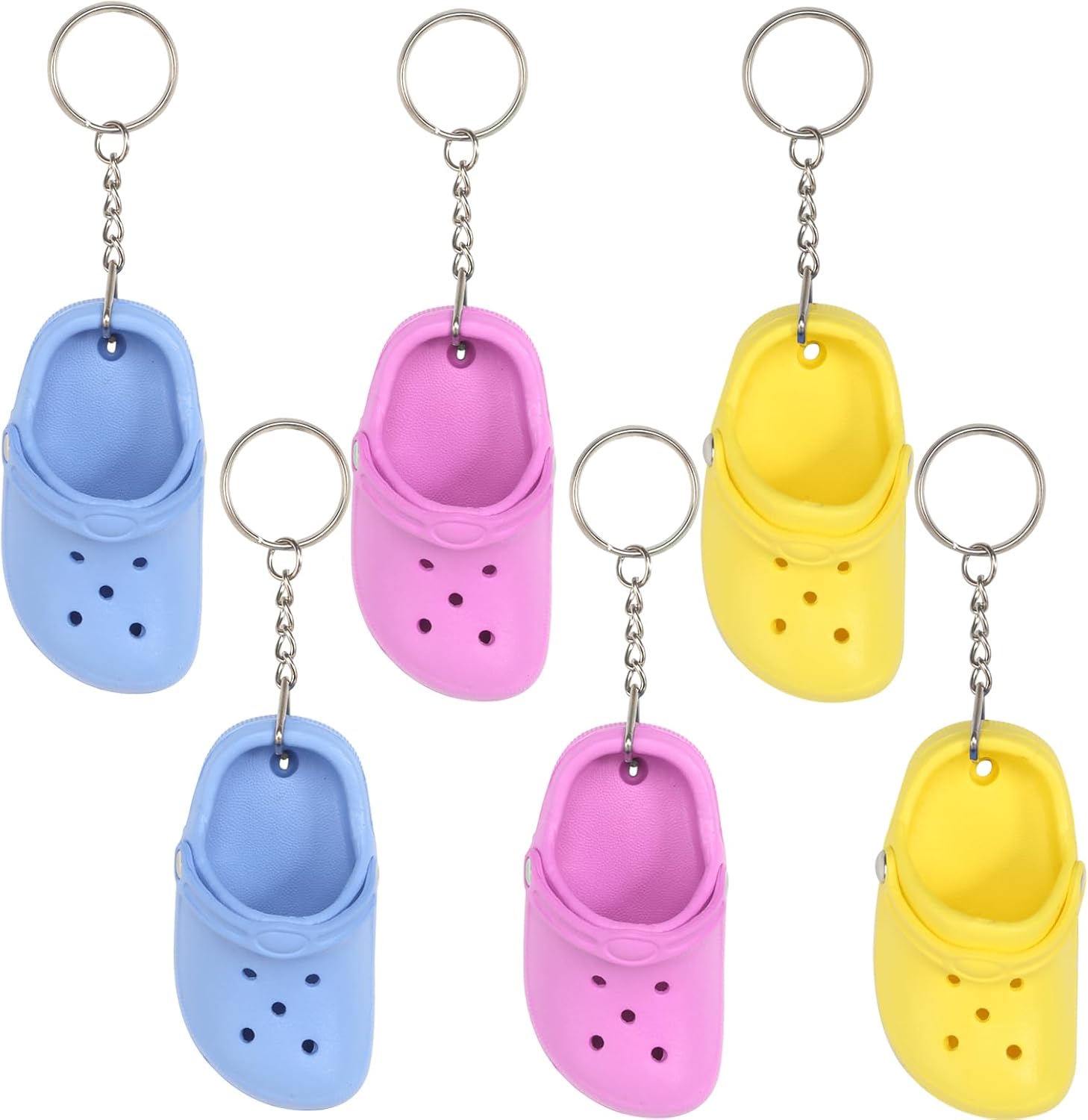 BAVUNV Mini Croc Shoe Keychain, 6pcs Shoes Shaped Pendant Keychain