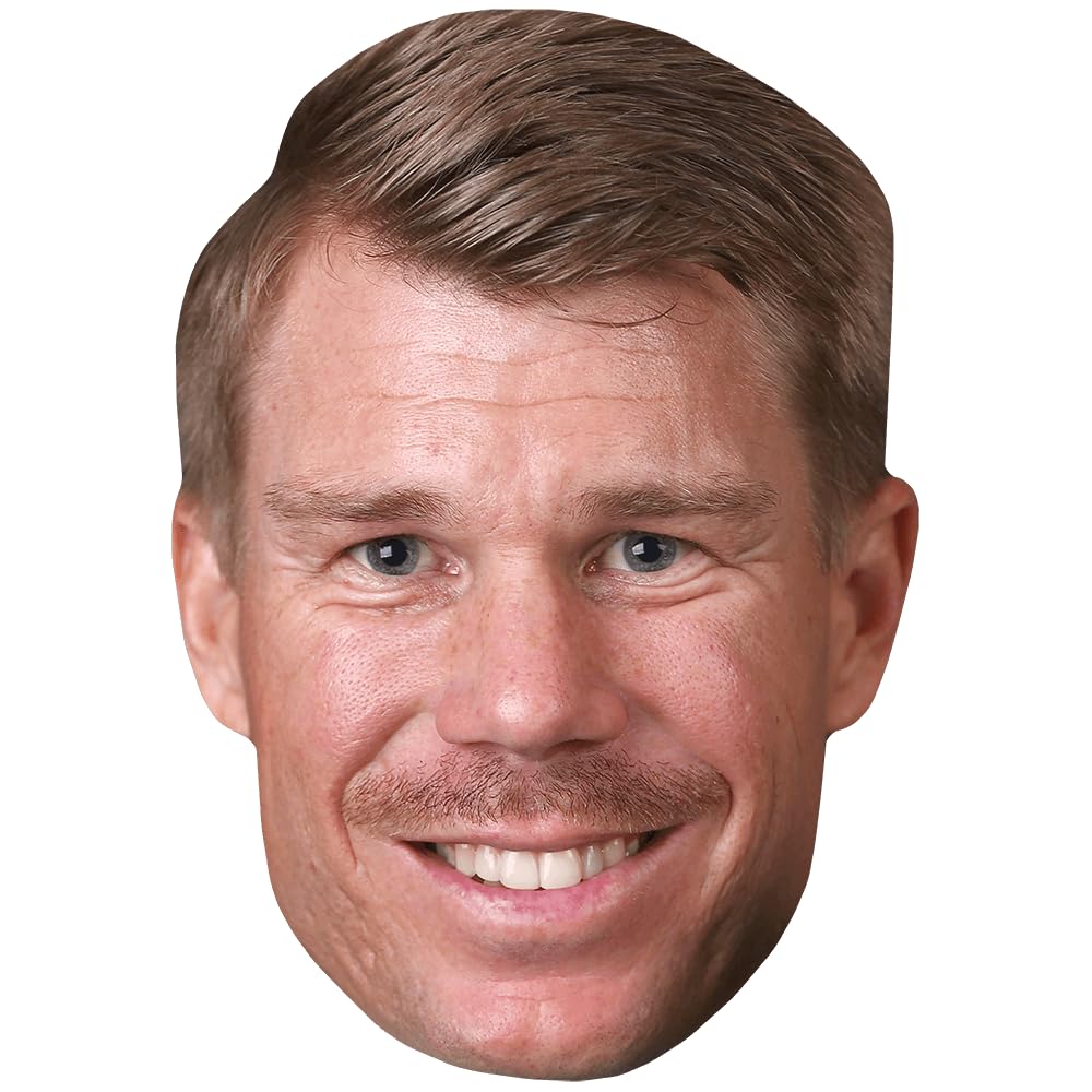 Celebrity Cutouts Lifelike David Warner (Smile) Celebrity Mask, Flat Card Face, Fancy Dress Mask