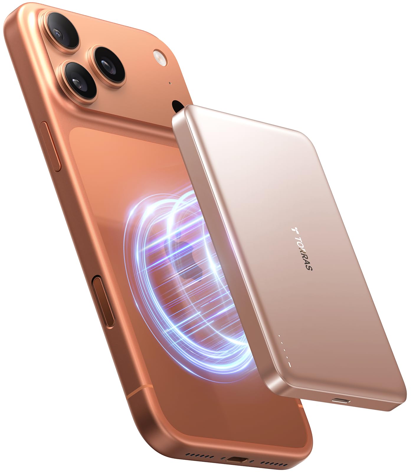 TORRAS MiniMag Gold Power Bank 10000mAh for MagSafe iPhone 17, Fast Charging Magnetic Portable Charger Slim, Wireless Battery Pack with USB-C Cable for iPhone 17 Pro Max/16/15/14/13/12, Desert Titan