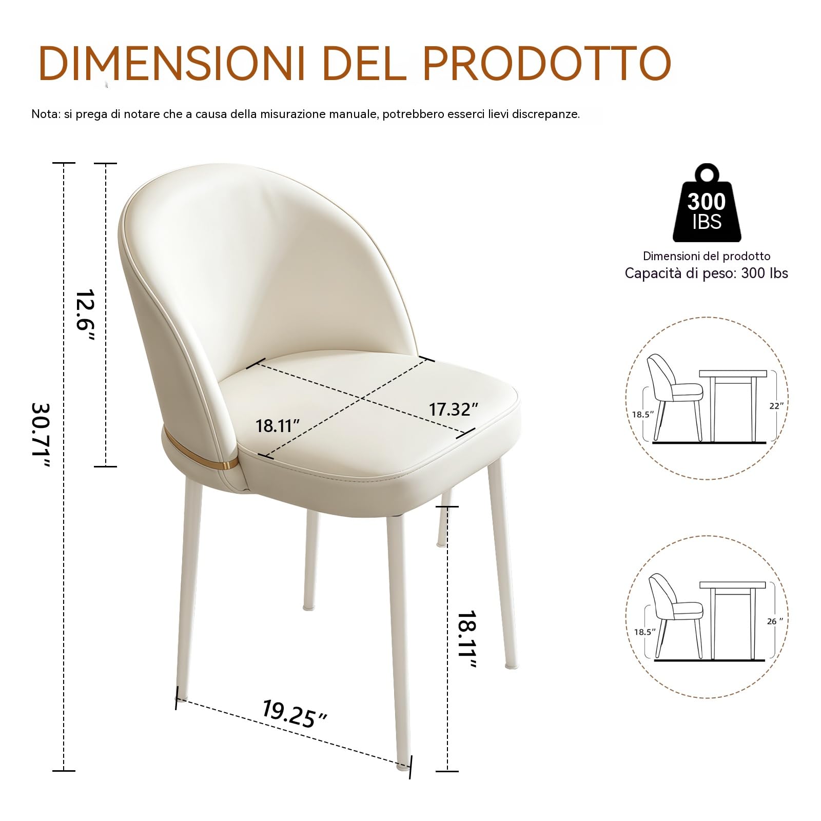 Sedia da Pranzo (singola) – Sedia Moderna Per Cucina Con Schienale e Gambe in Metallo, Sedia Ergonomica Versatile Per Camera da Letto, Ufficio, Sala da Pranzo