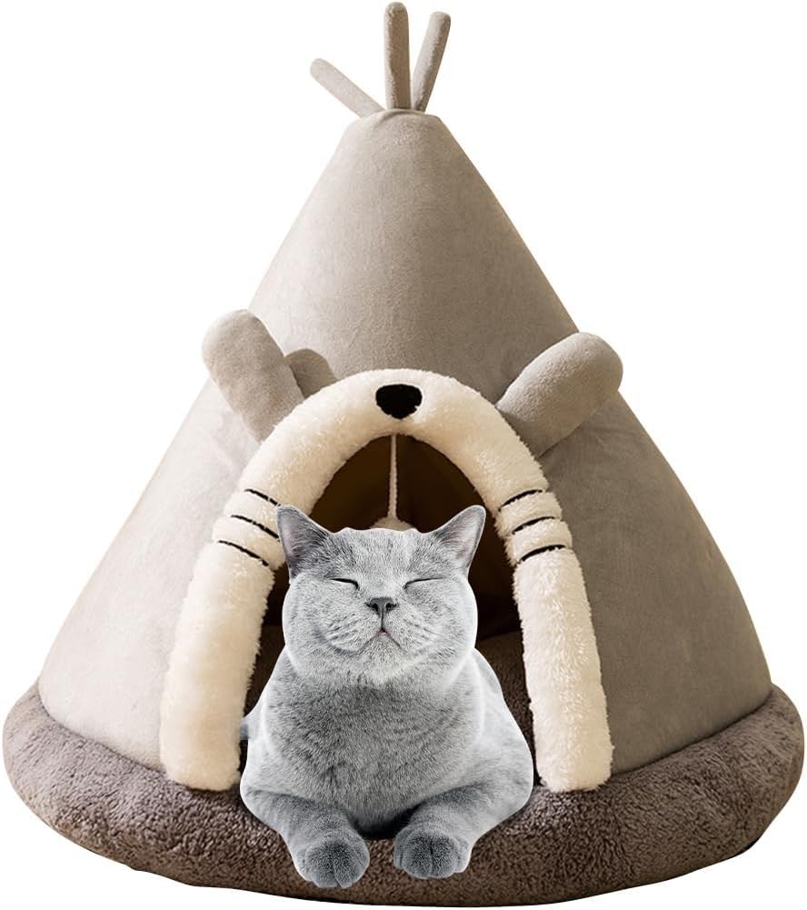 Lit-cave for chat douillet pour des siestes au chaud tout l'hiver