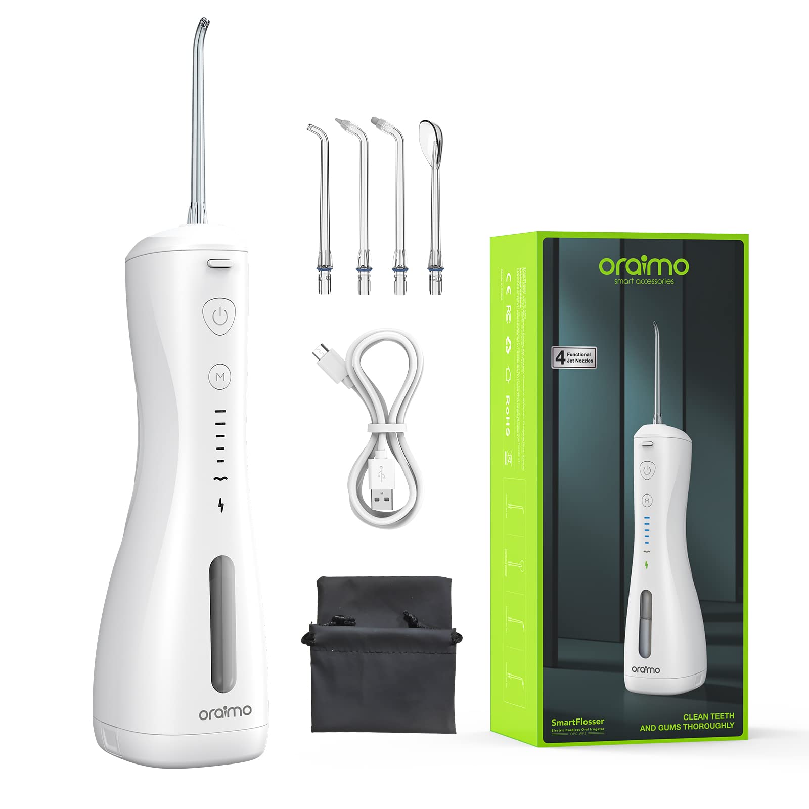 Oraimo Power Water Dental Flosser for Teeth,Smart Cordless Oral Irrigator | 220 ml Tank Capacity| 6 Modes Quickly Clean the 99% Food Residues and Plaque| With 4 Functional Jet Nozzles | IPX7 Waterproof Water Flosser (B0BTXWKGBB) Amazon Price History, Amazon Price Tracker