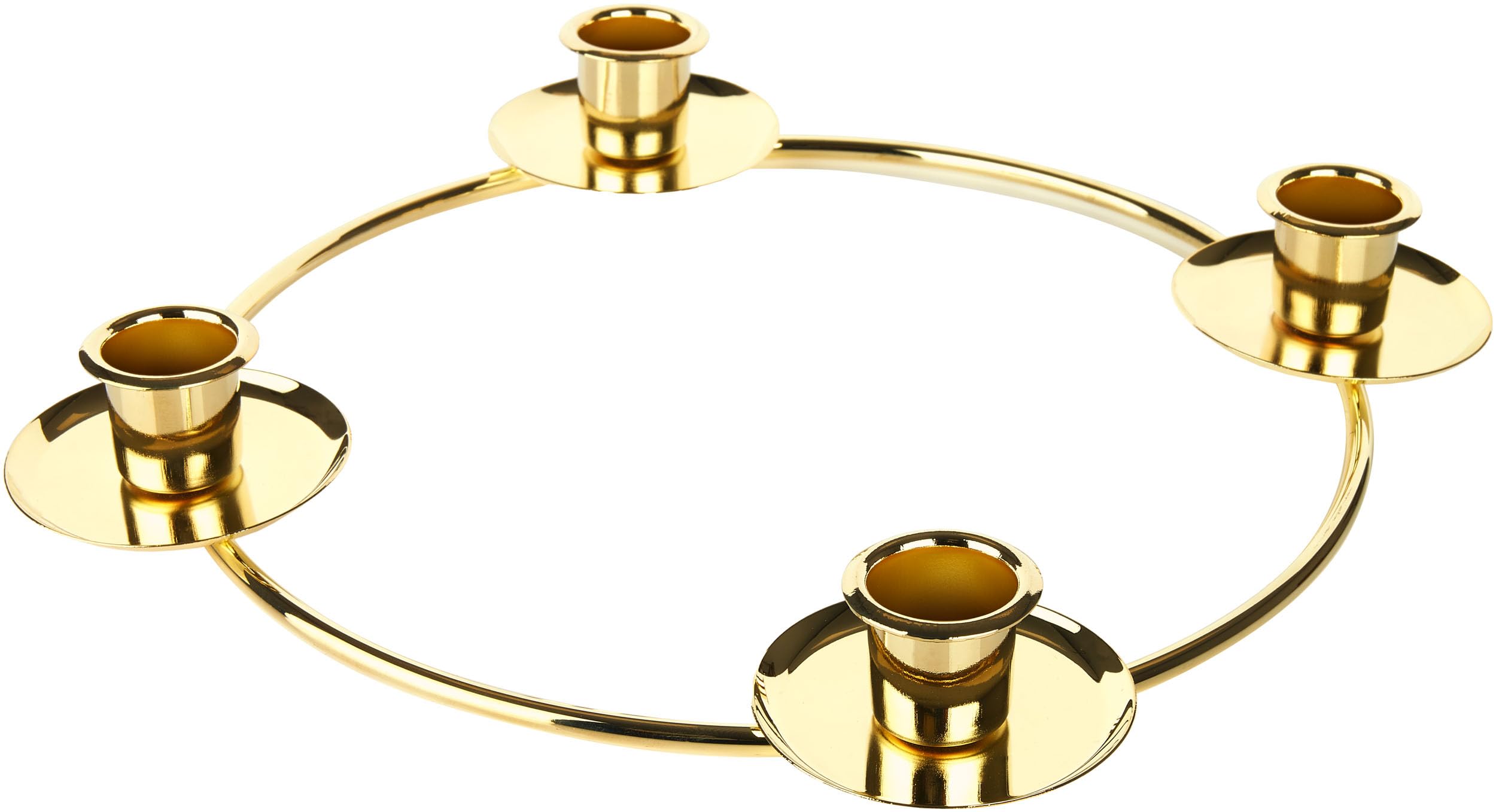 BRUBAKER Candle Holder for 4 Candles - 8.7 inches (22 cm) Advent Wreath Ring for Stick Candles with 0.9 inch (2.2 cm) Diameter - Candle Holder for Advent Wreath and Christmas Decoration - Gold
