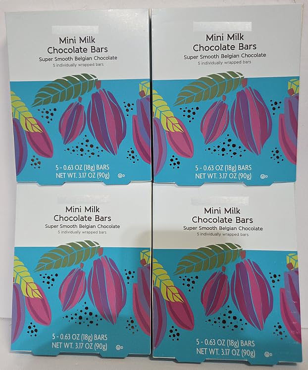 Trader Joe Mini Milk Chocolate Bars Super Smooth Belgian Chocolate 3.17oz 90g (Four Boxes)